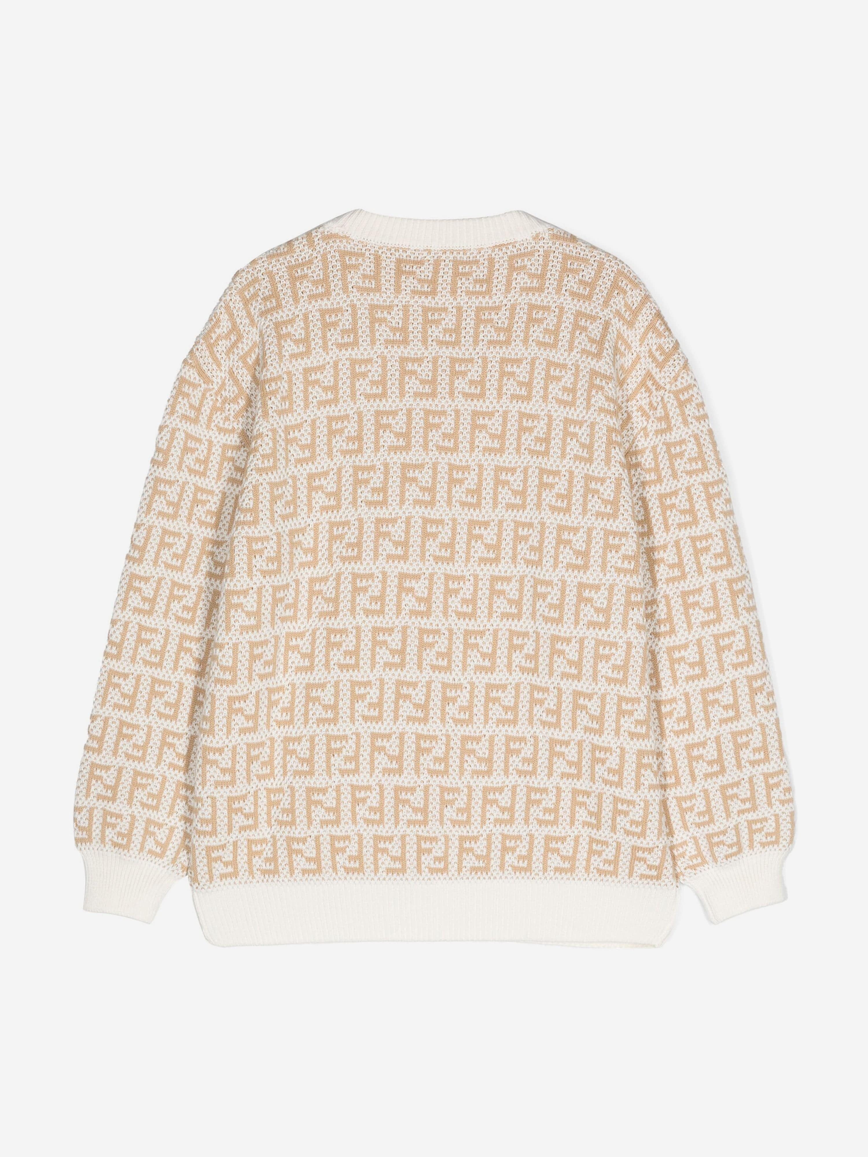 Fendi Kids FF Logo Jumper In Beige