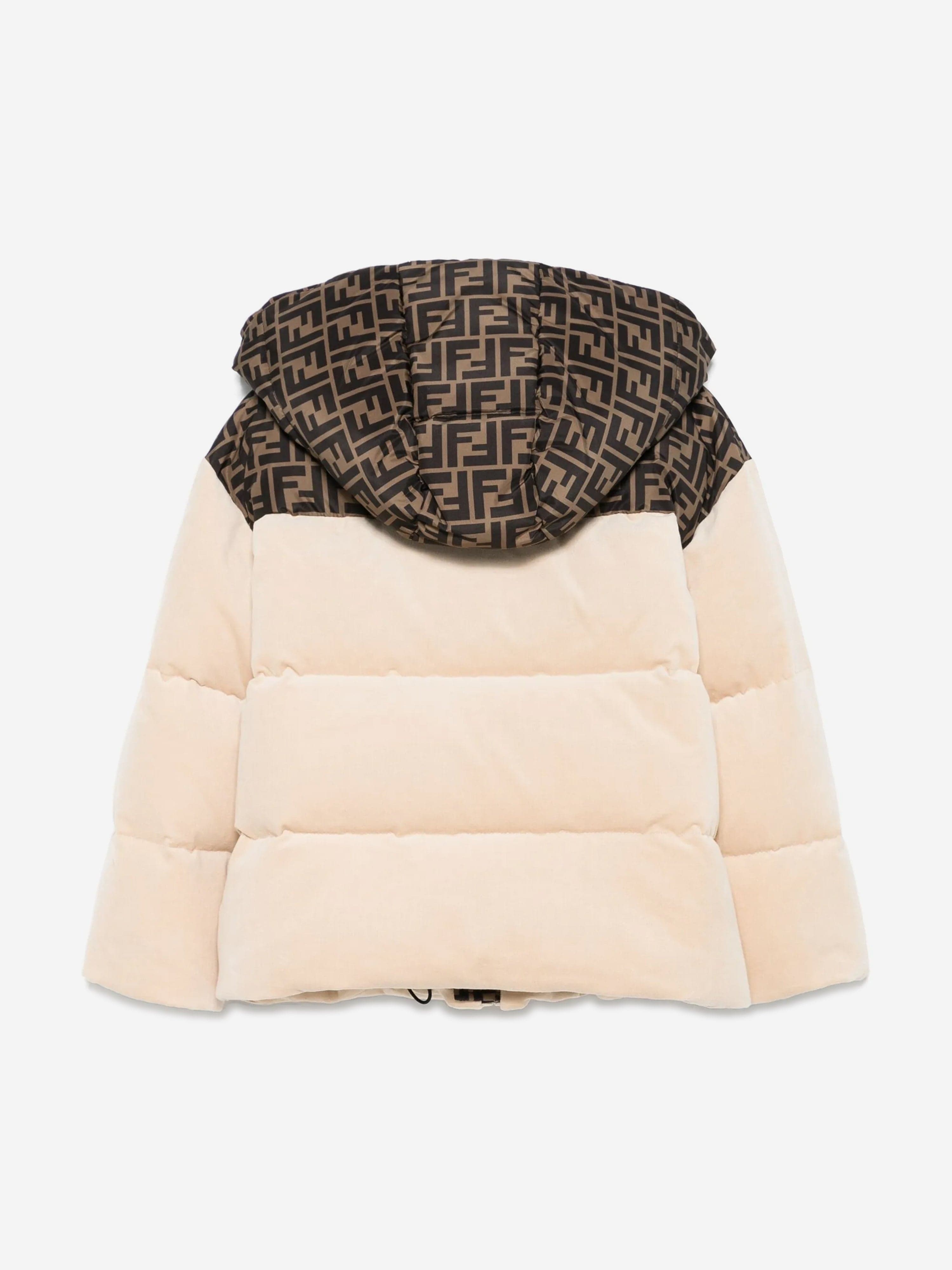 Kids Down Padded Puffer Jacket in Beige