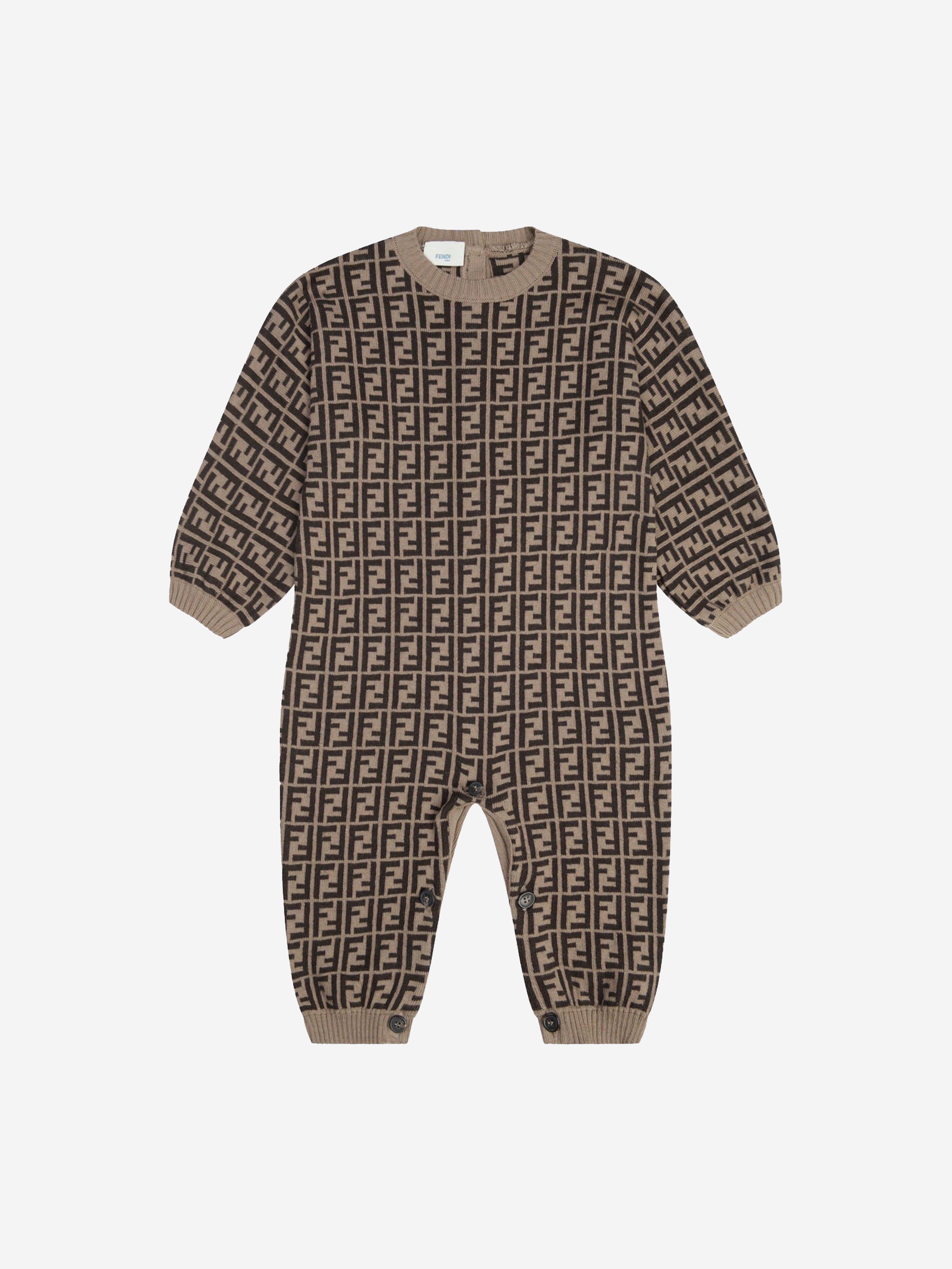 Baby Cotton & Cashmere Romper in Brown