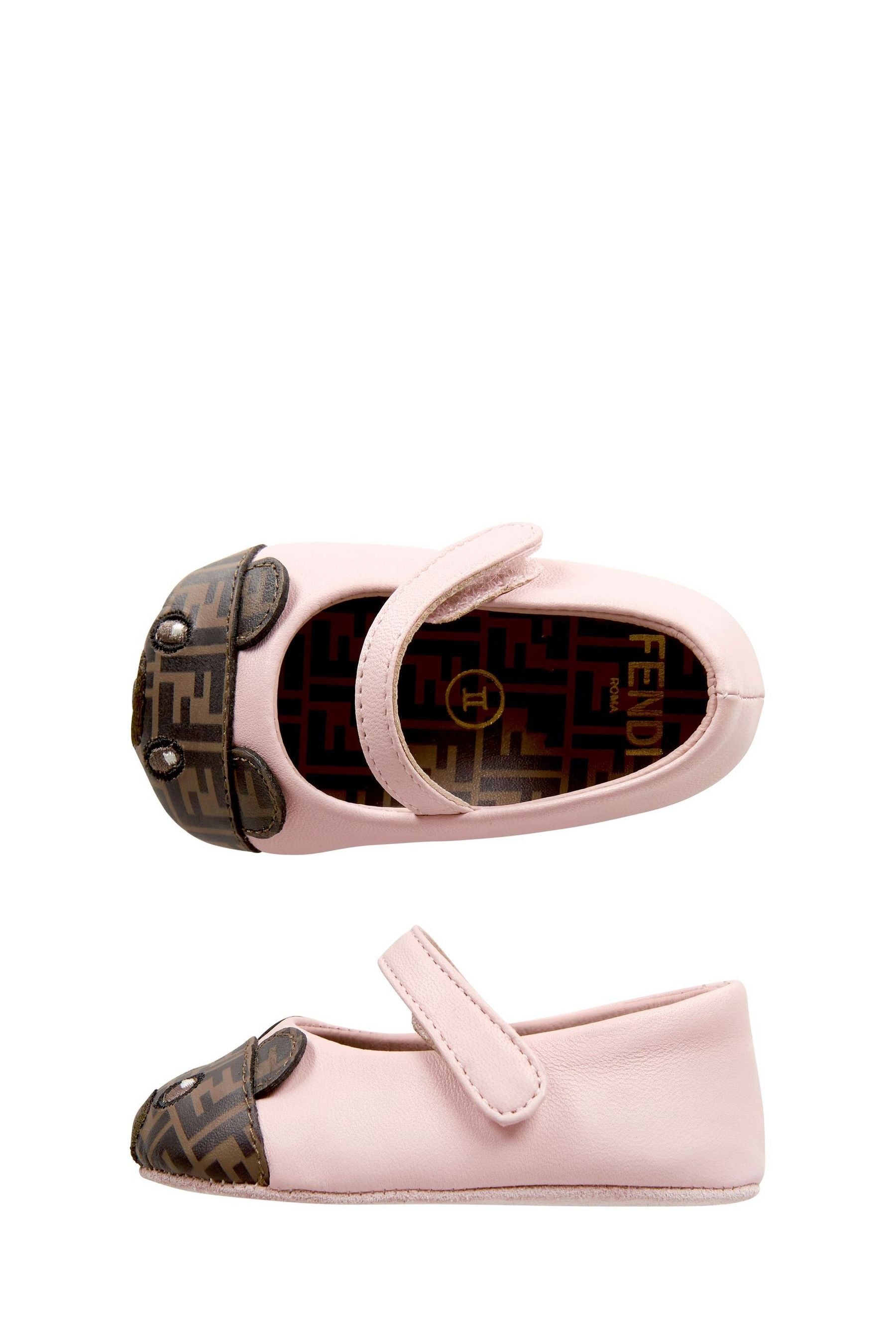 Baby Girls Leather Bear Logo Shoes in Pink