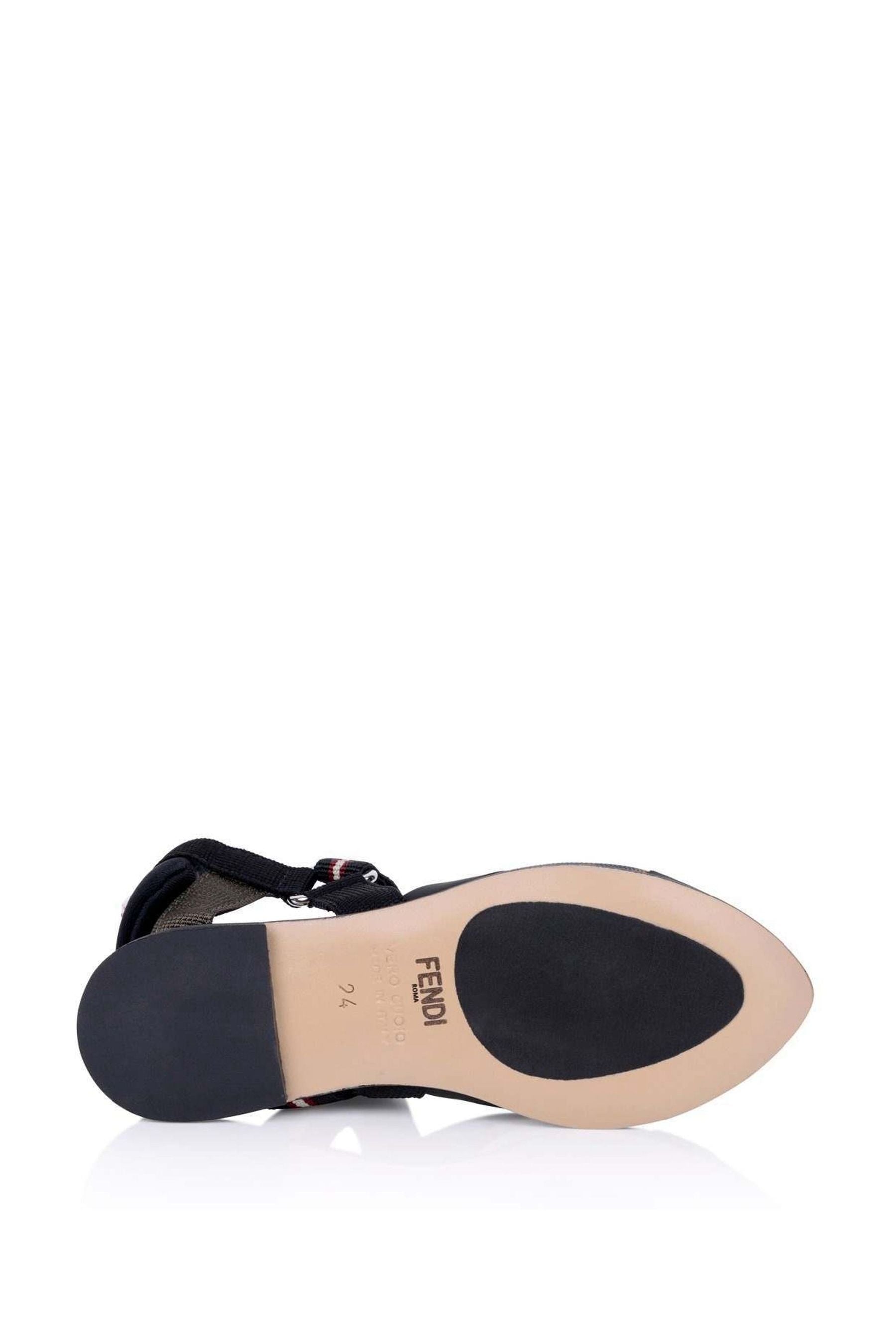 Fendi Girls Black & Brown Logo Sandals