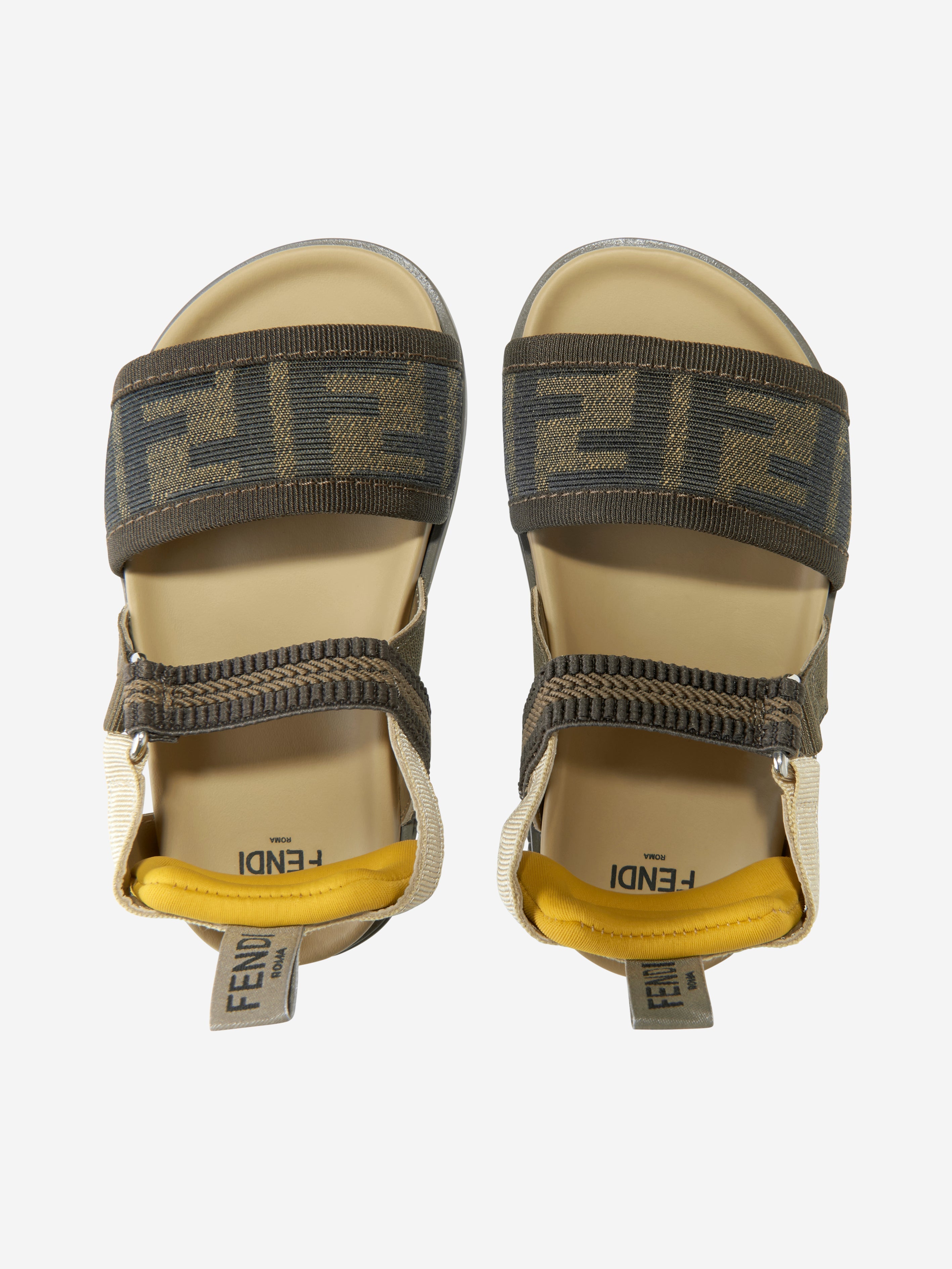 Kids FF Logo Sandals in Brown