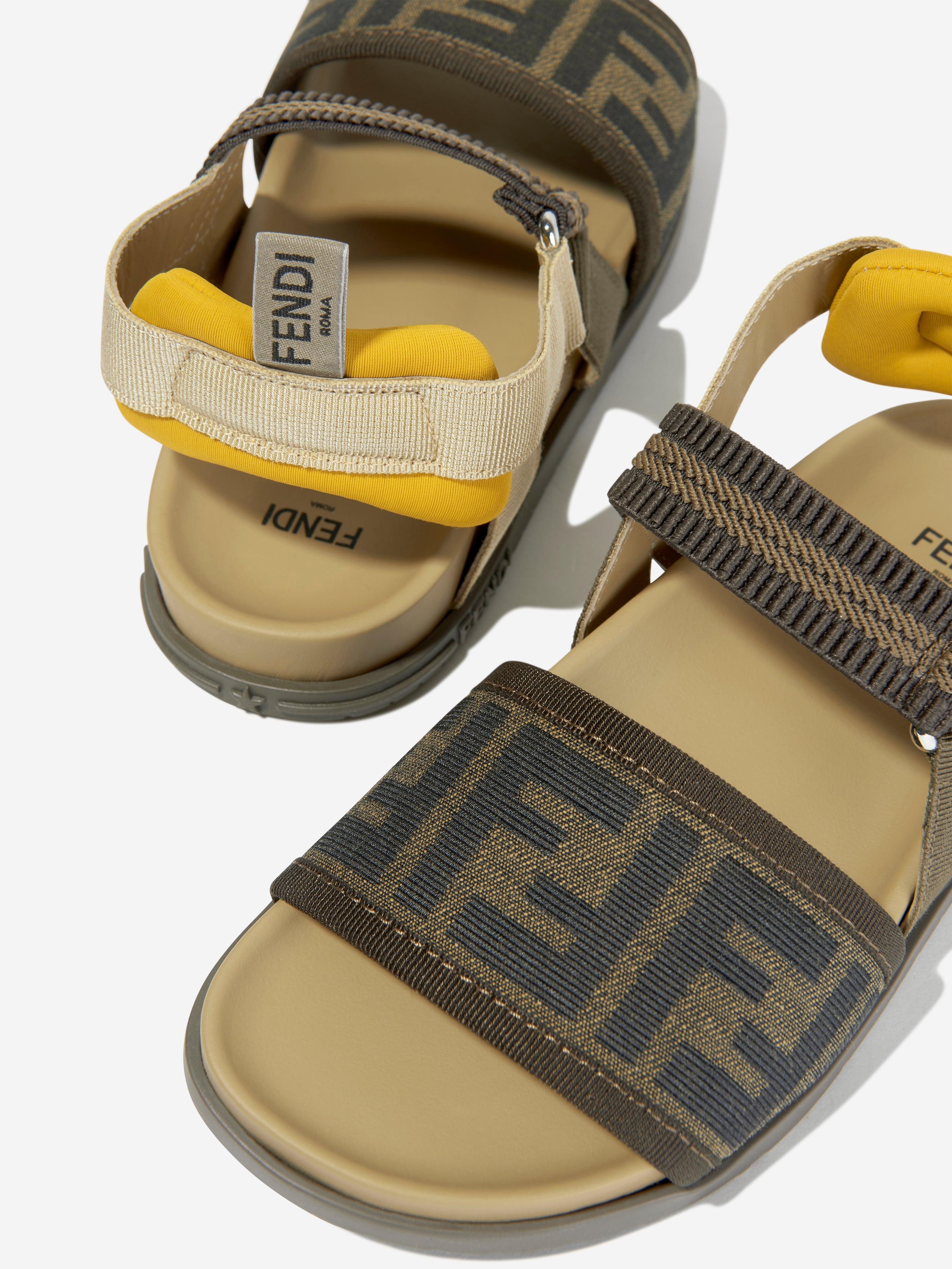Kids FF Logo Sandals in Brown