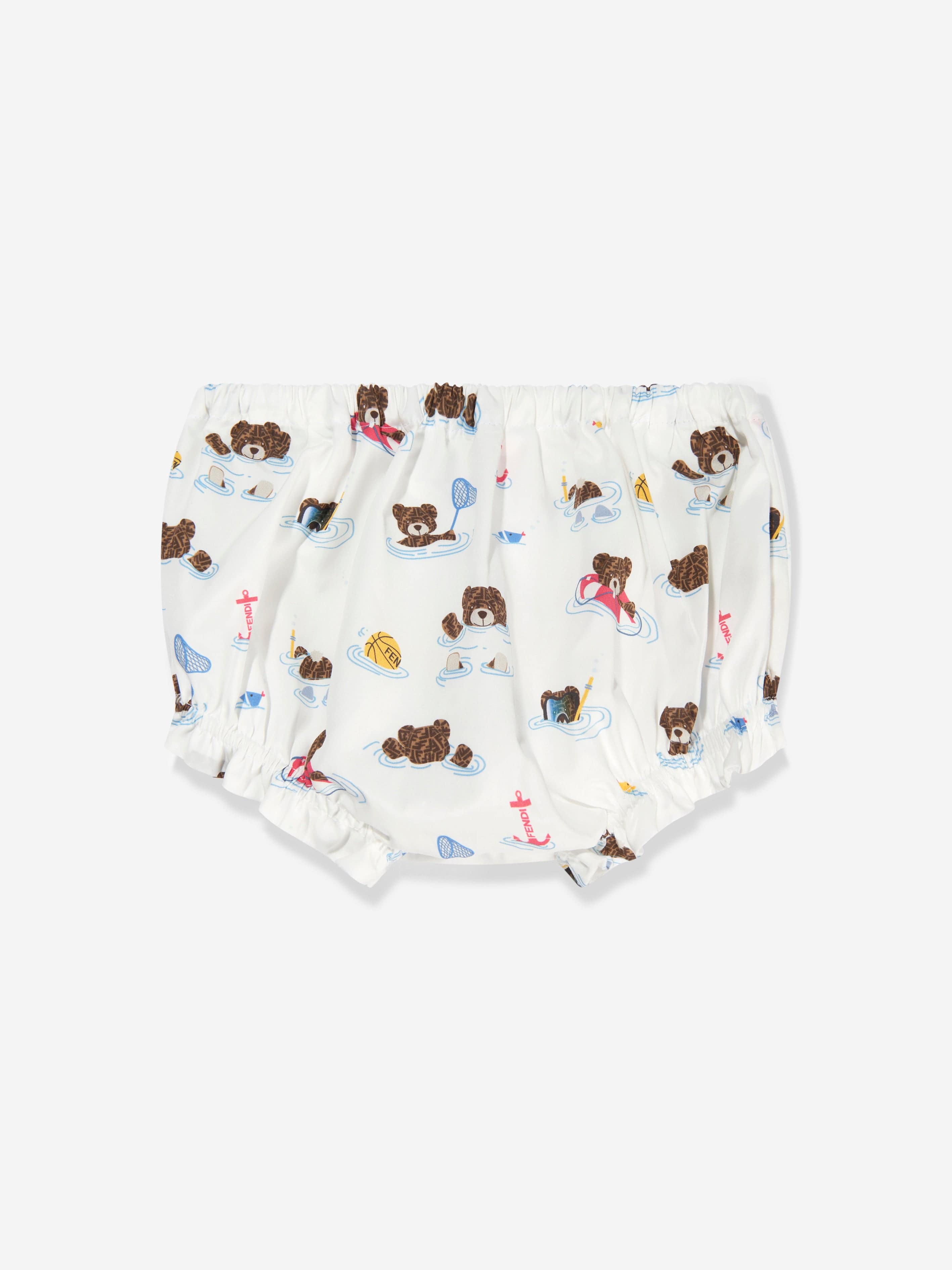 Baby Girls Bear Dress With Knickers in White