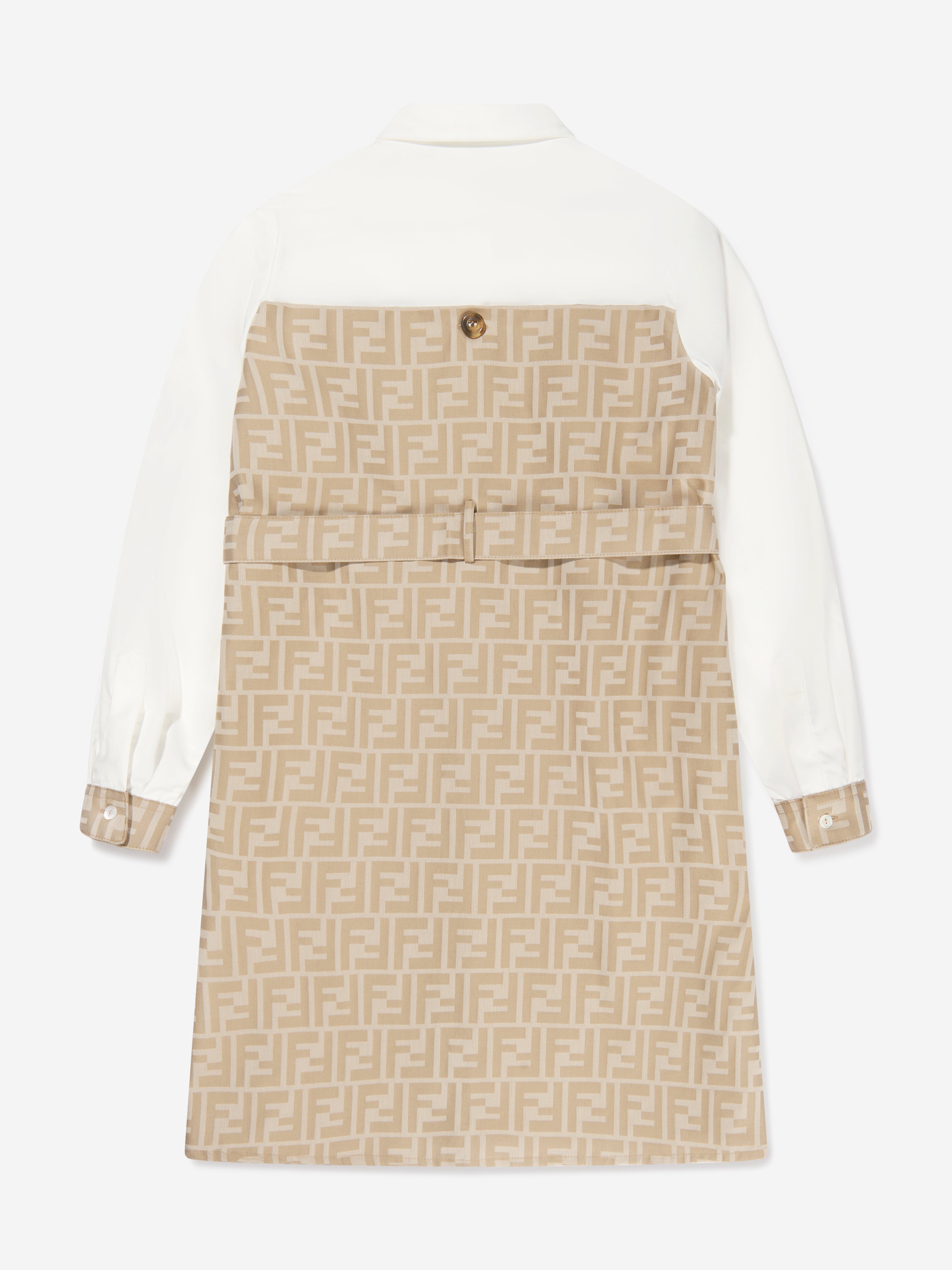 Girls Logo Shirt Dress in Beige