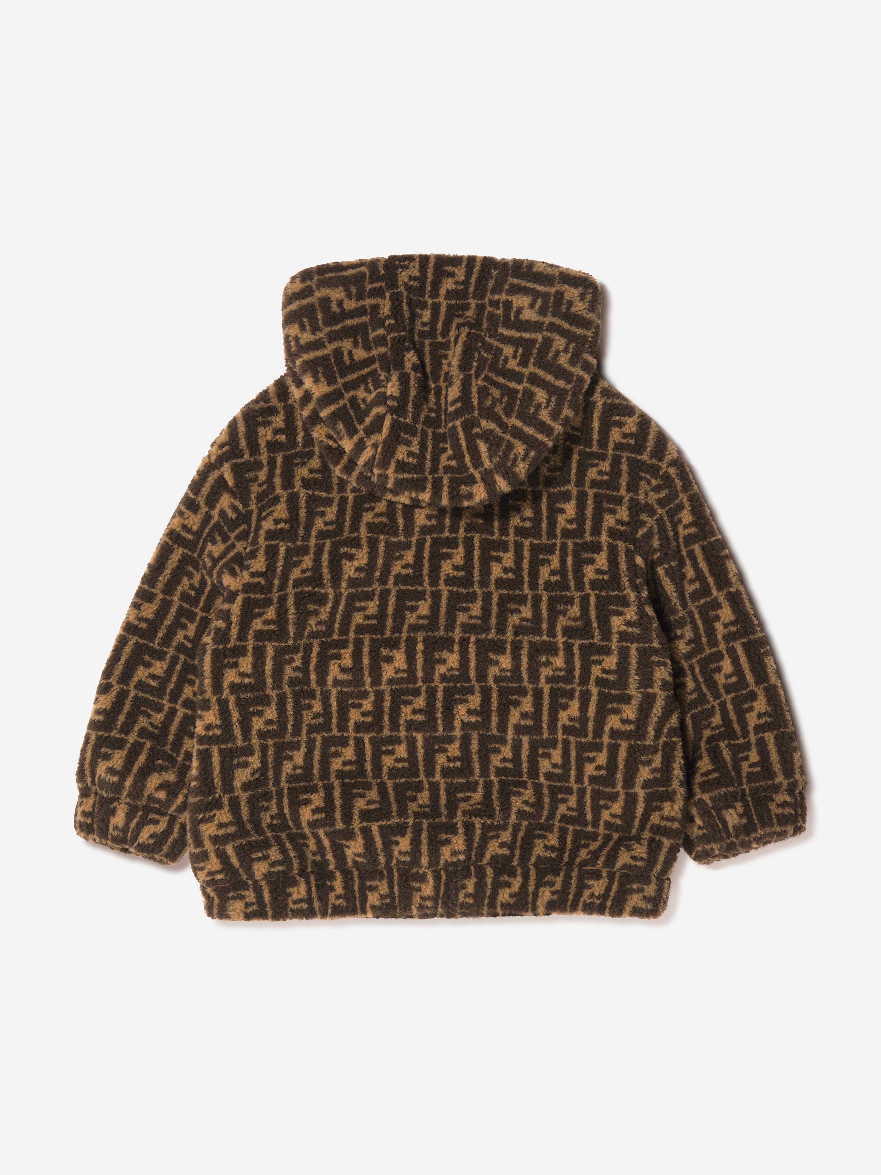 Kids FF Logo Sherpa Jacket in Brown