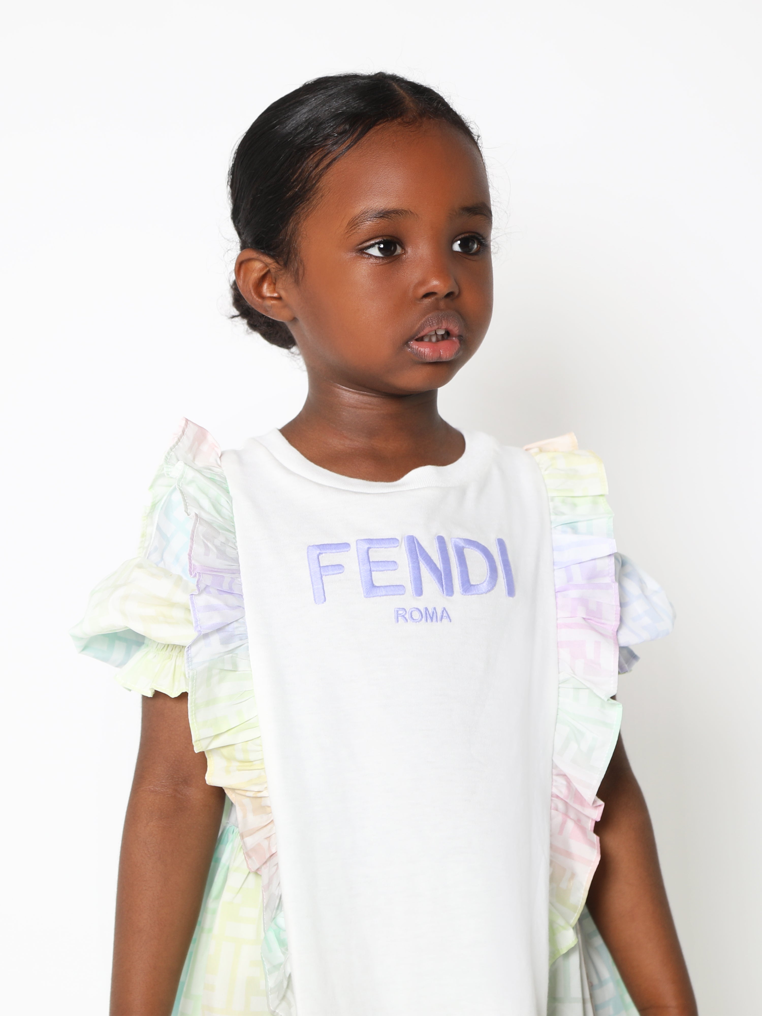 Girls FF Logo Metaverse Dress in White
