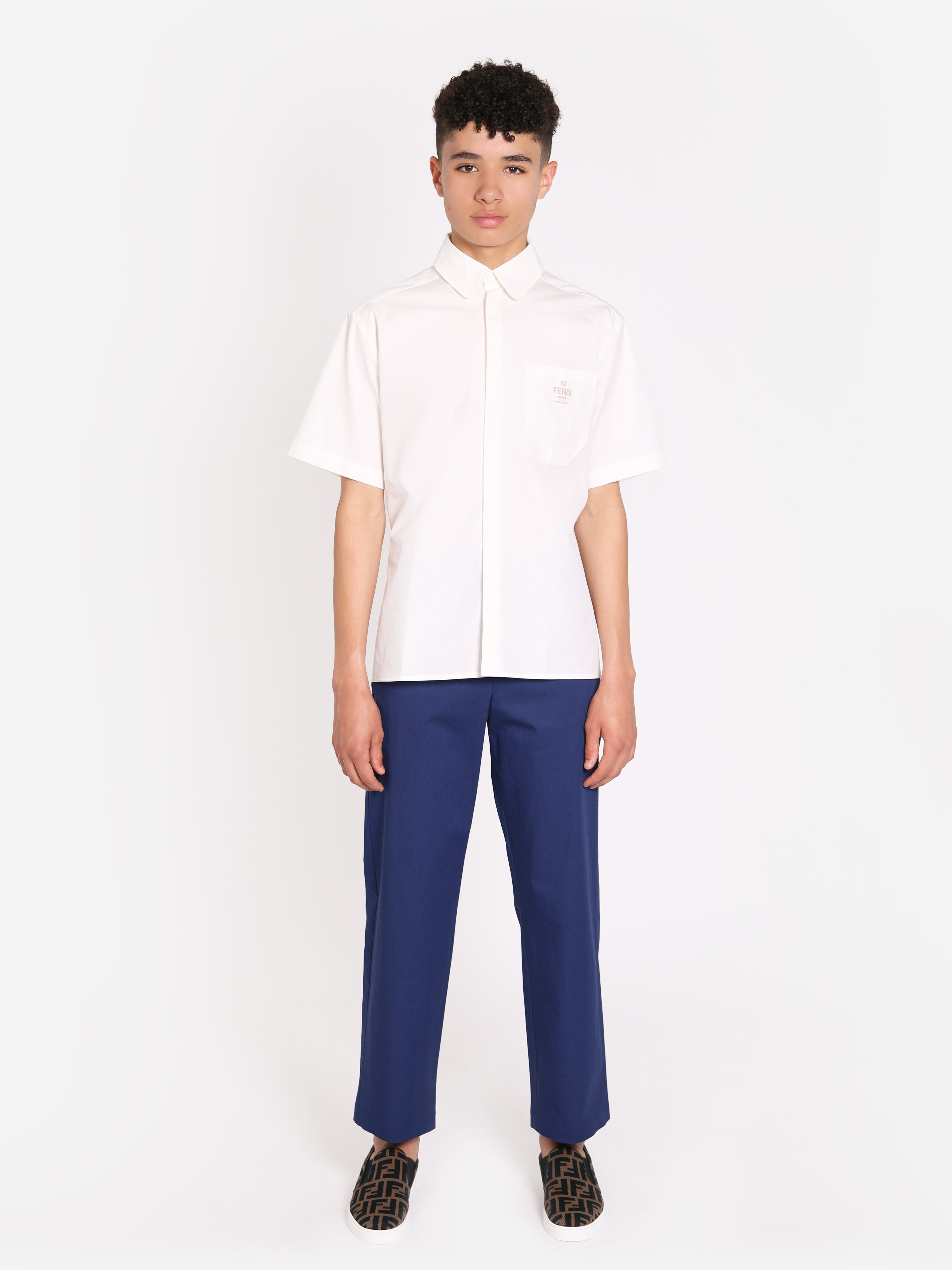 Boys Gabardine Stretch Trousers in Navy