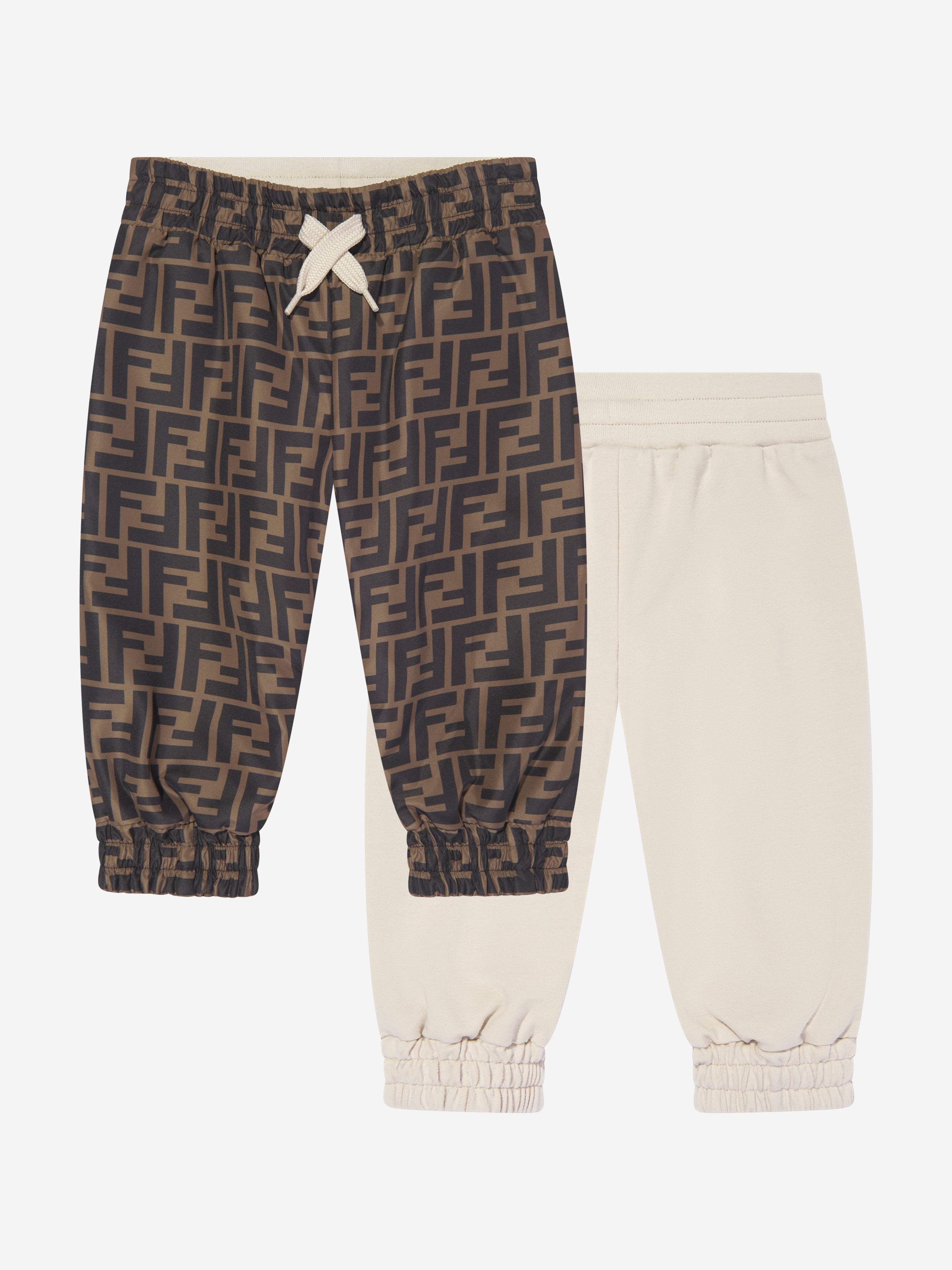 Baby FF Logo Reversible Joggers in Brown