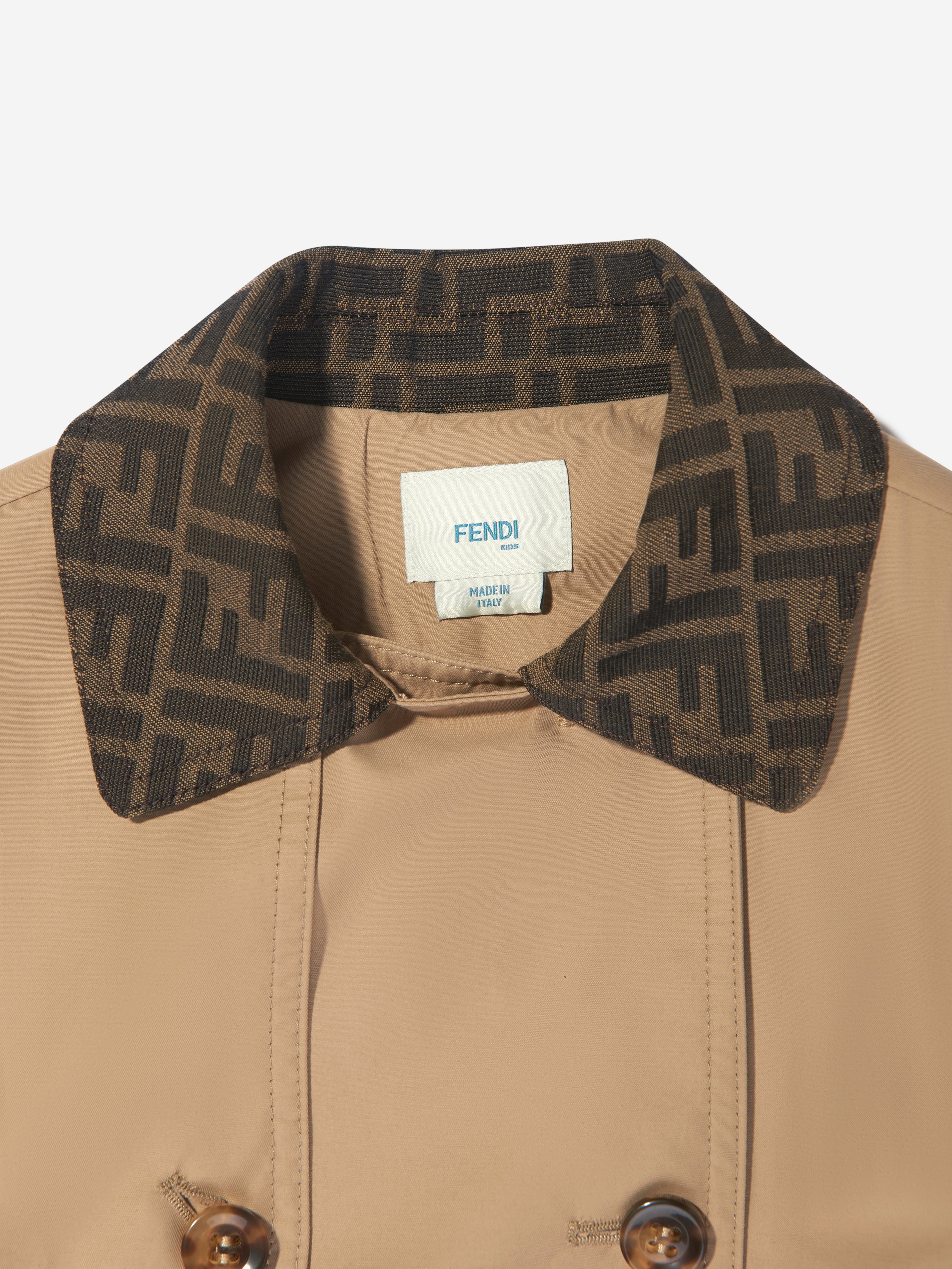 Girls FF Collar Trench Coat in Beige