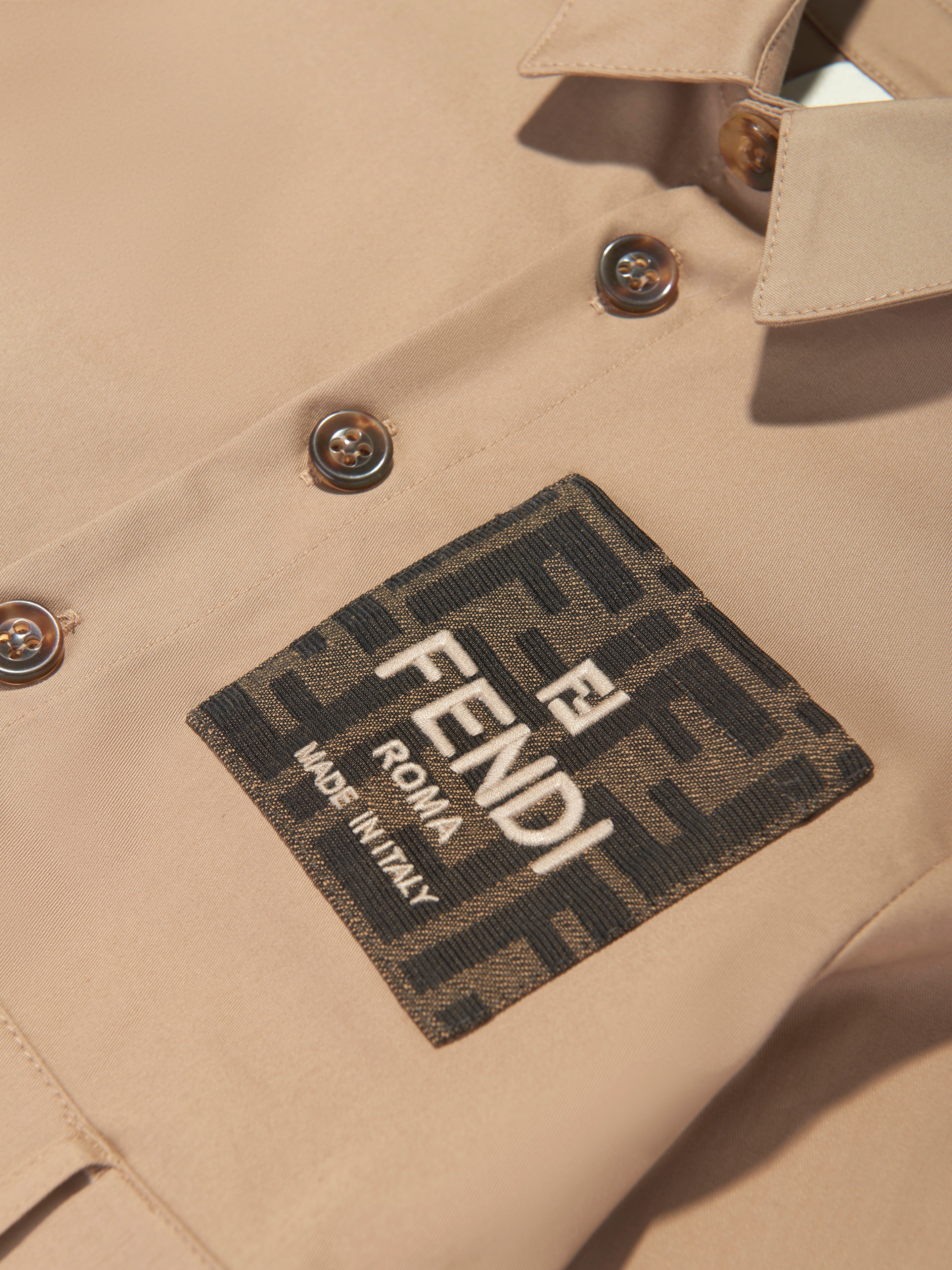 Girls Logo Trench Dress in Beige