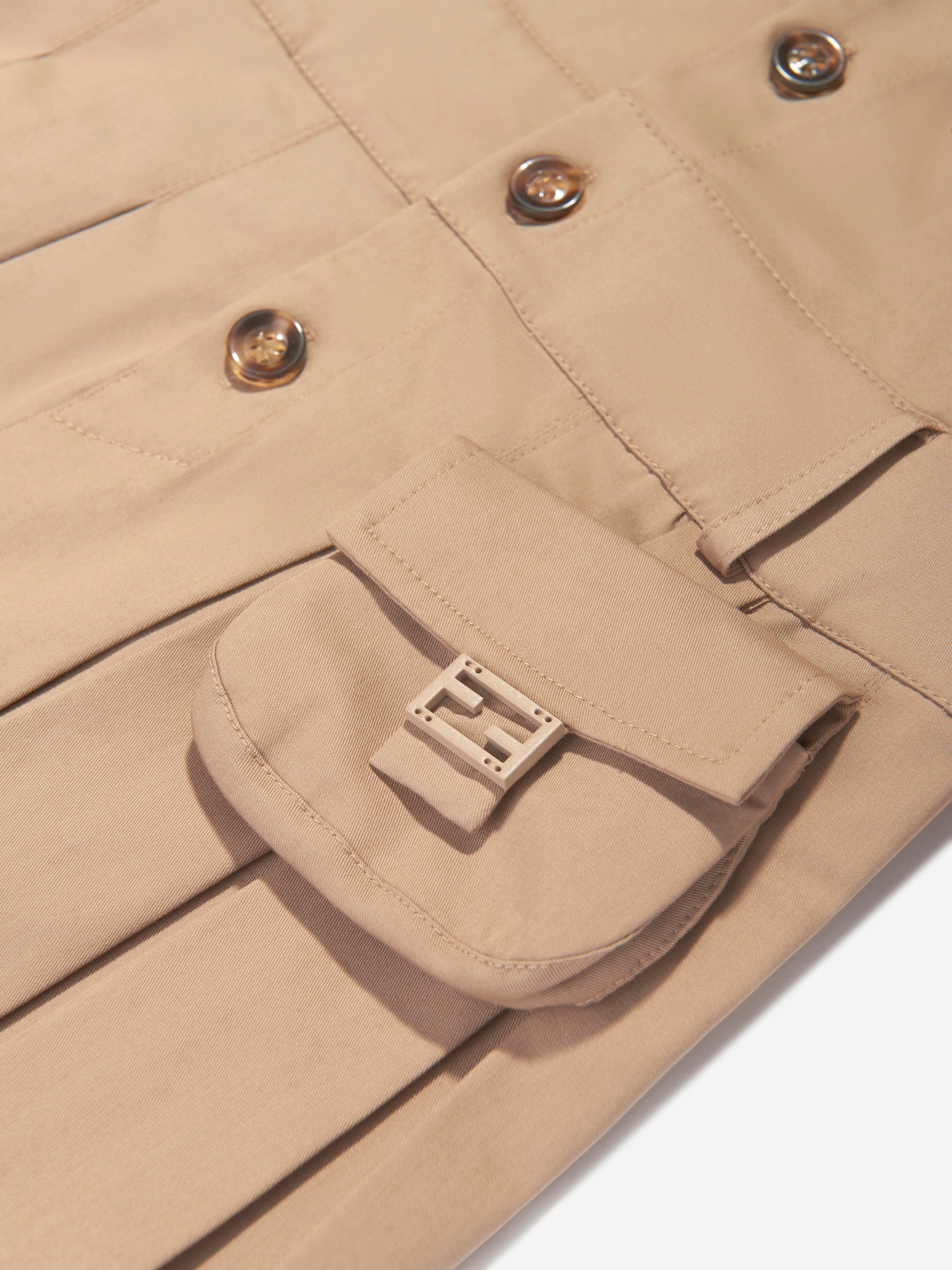 Girls Logo Trench Dress in Beige