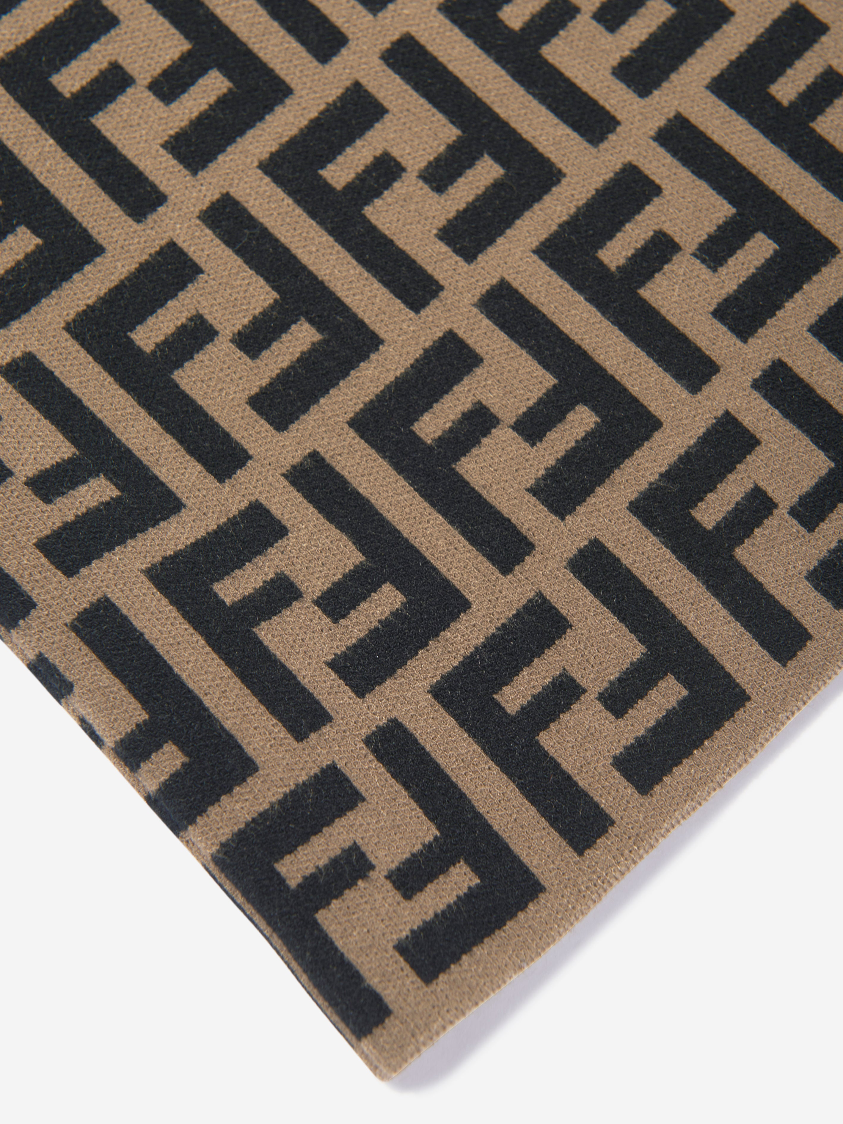 Girls FF Logo Knitted Dress in Brown