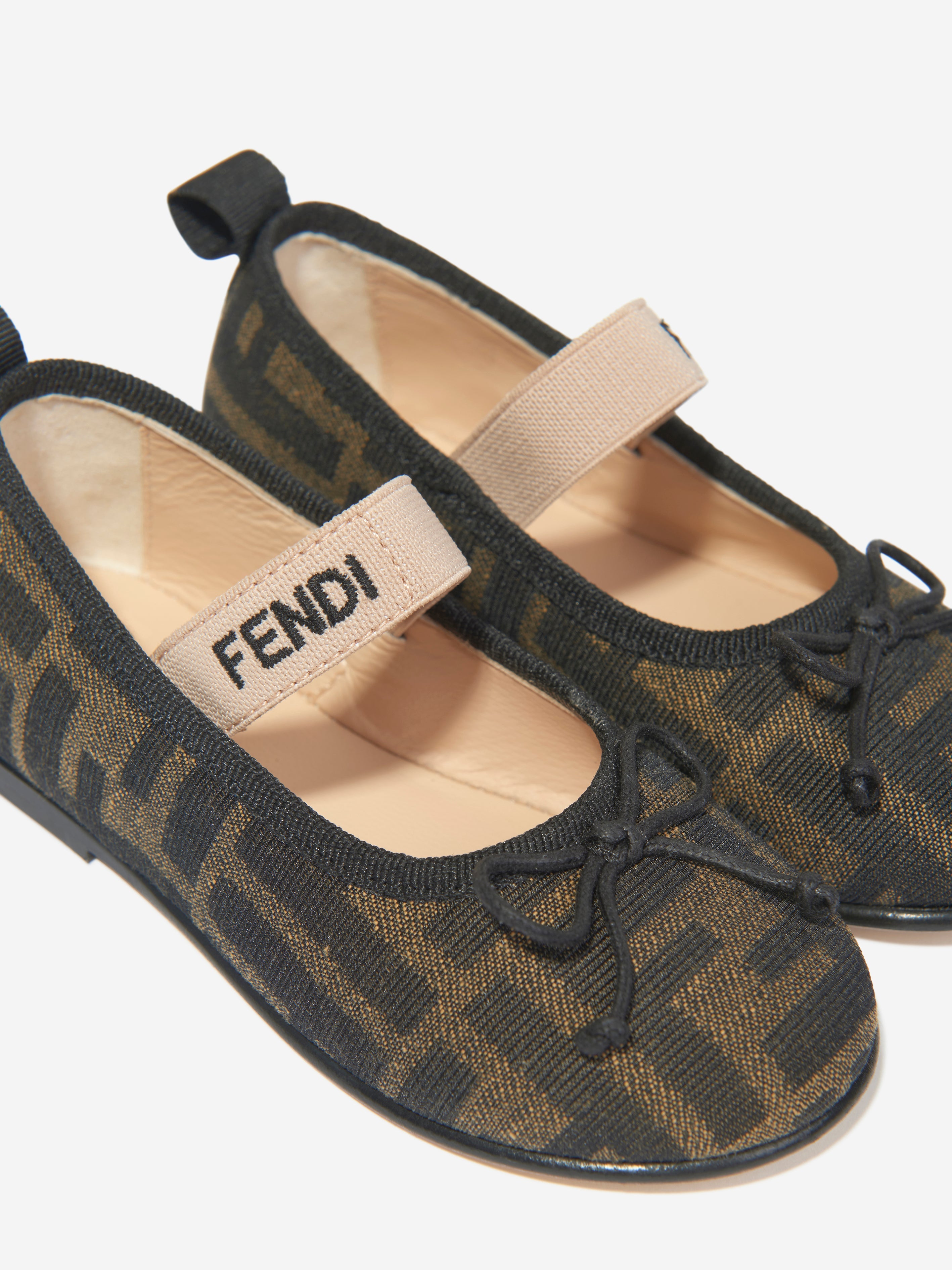 Girls FF Jacquard Ballerinas in Brown