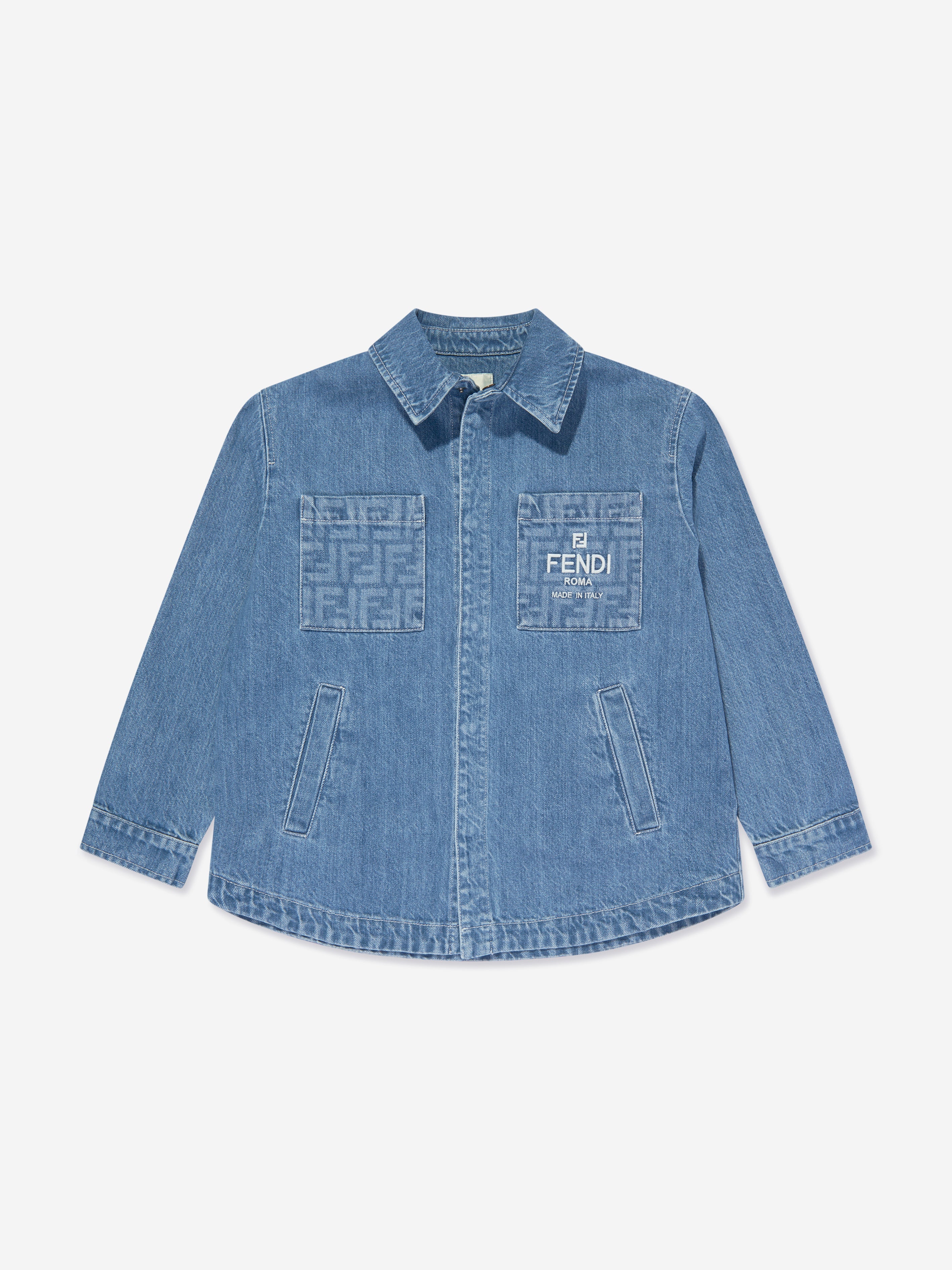Kids Washed Denim Jacket in Blue