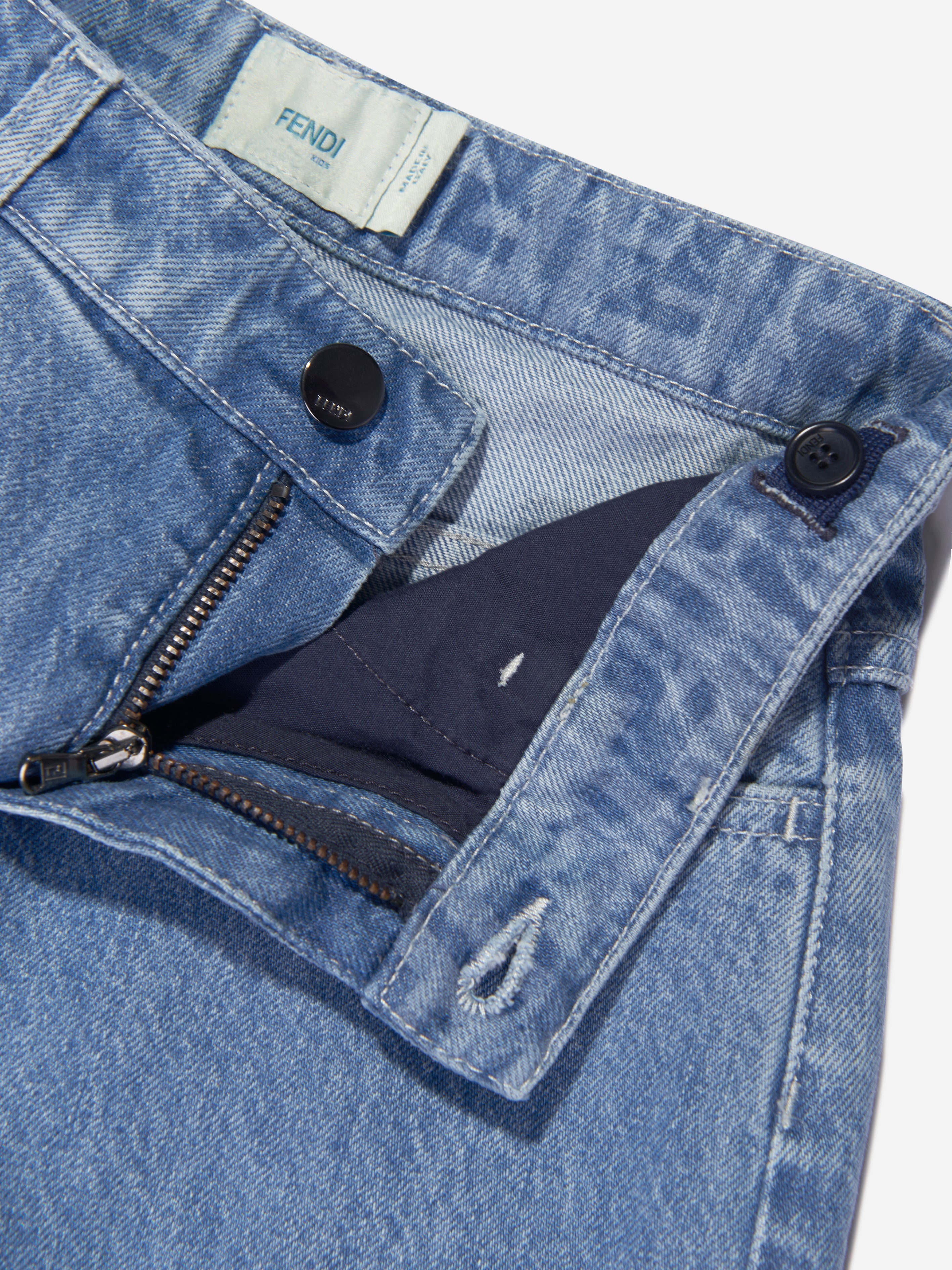 Kids Washed Denim Jeans in Blue