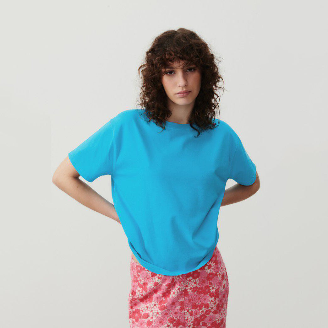 Women Blue Cotton T-Shirt