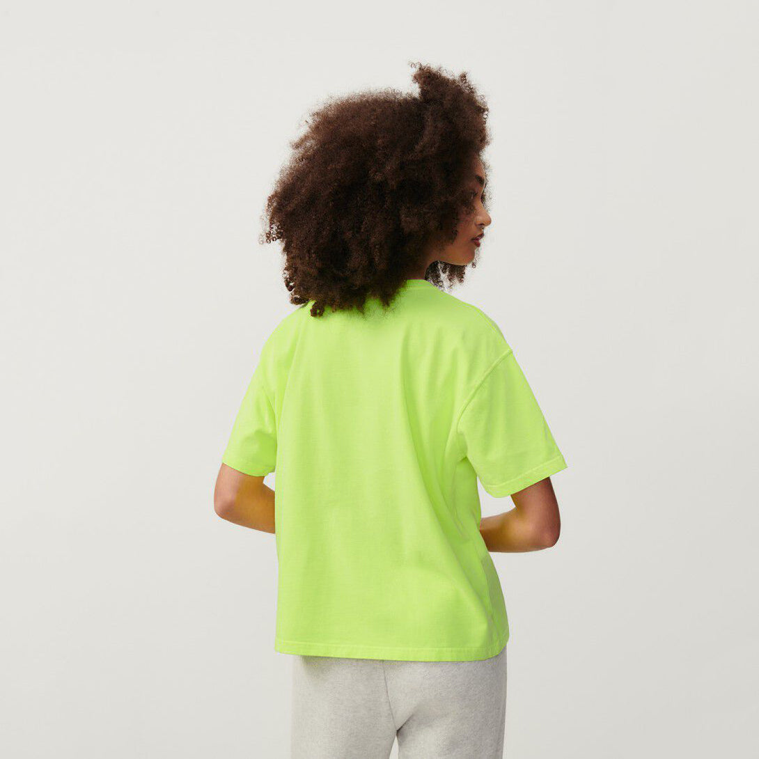 Girls Fluo Green Cotton T-Shirt