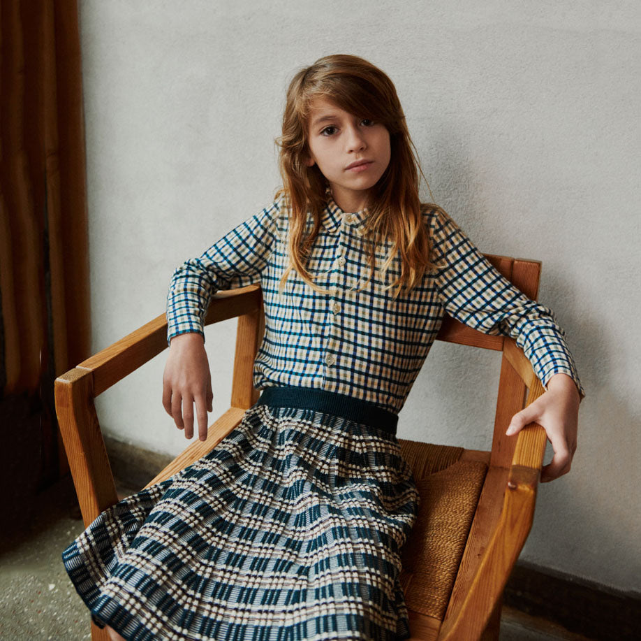 Boys & Girls Blue Check Wool Shirt