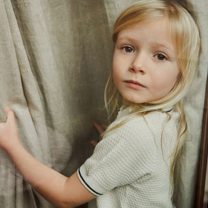 Boys & Girls White Wool Polo Shirt