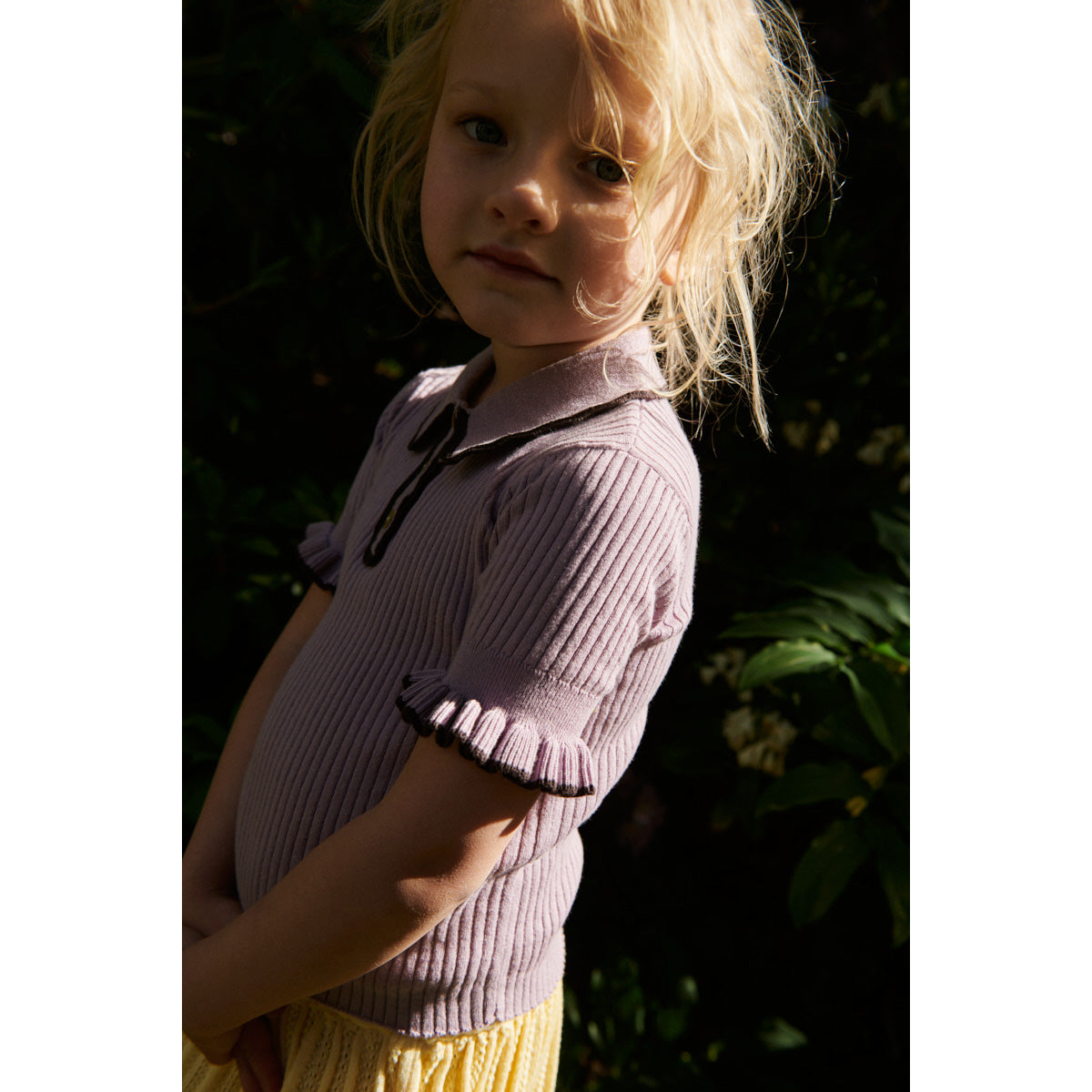 Girls Purple Cotton Polo Shirt