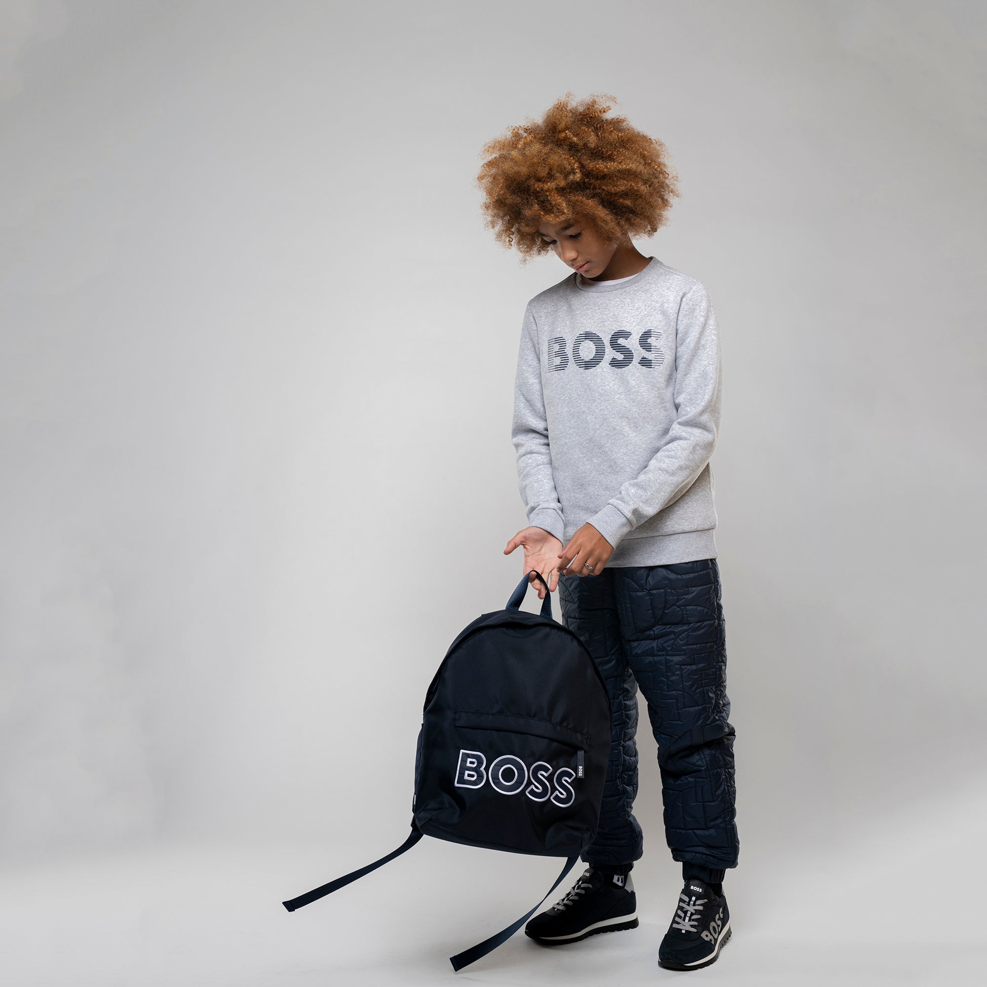 Boys Grey Logo Cotton Sweatshirt