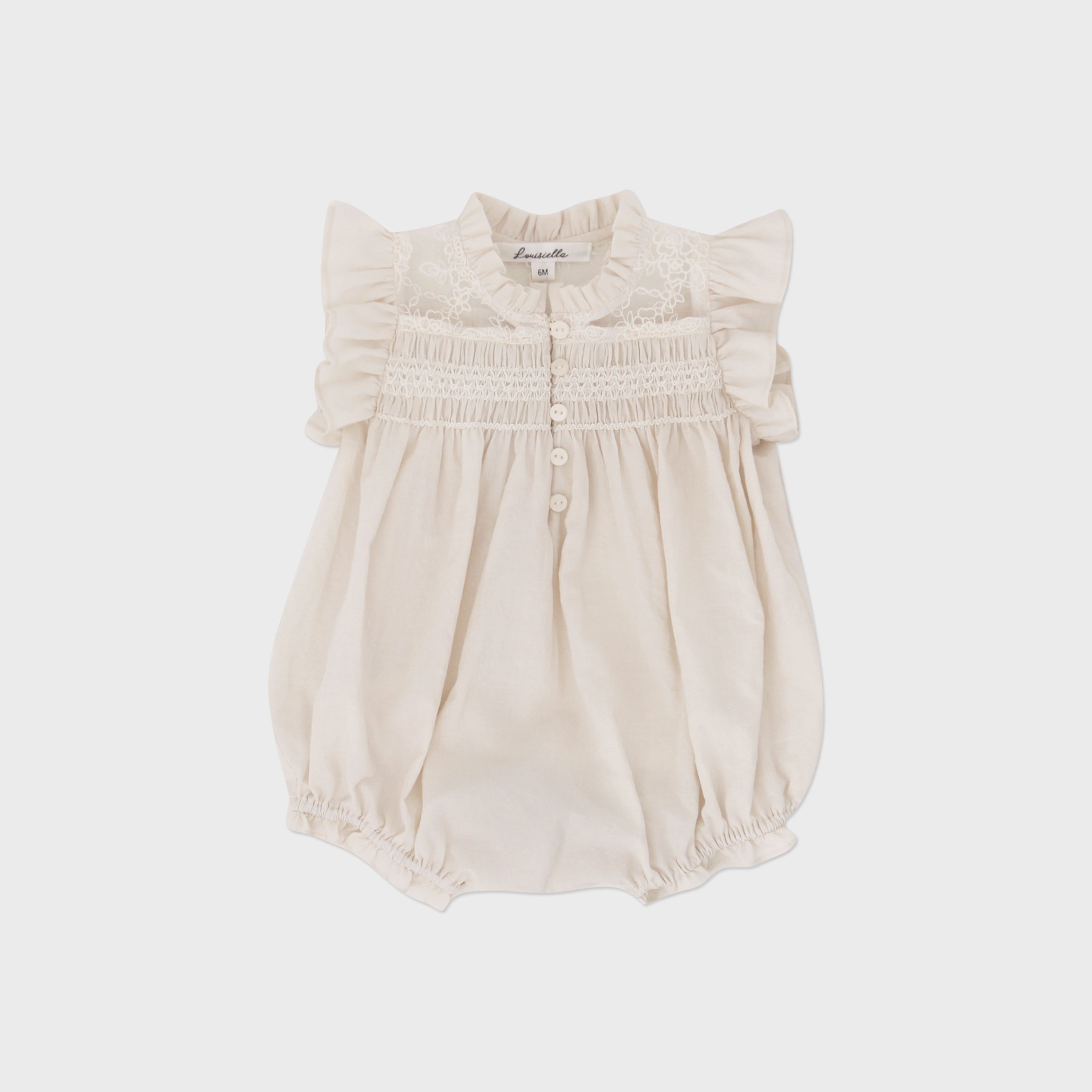Baby Girls Beige Lace Cotton Babysuit