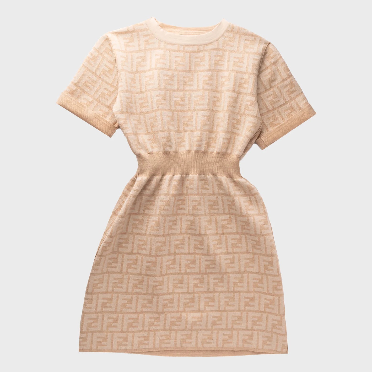 Girls Beige Reversible Wool Dress