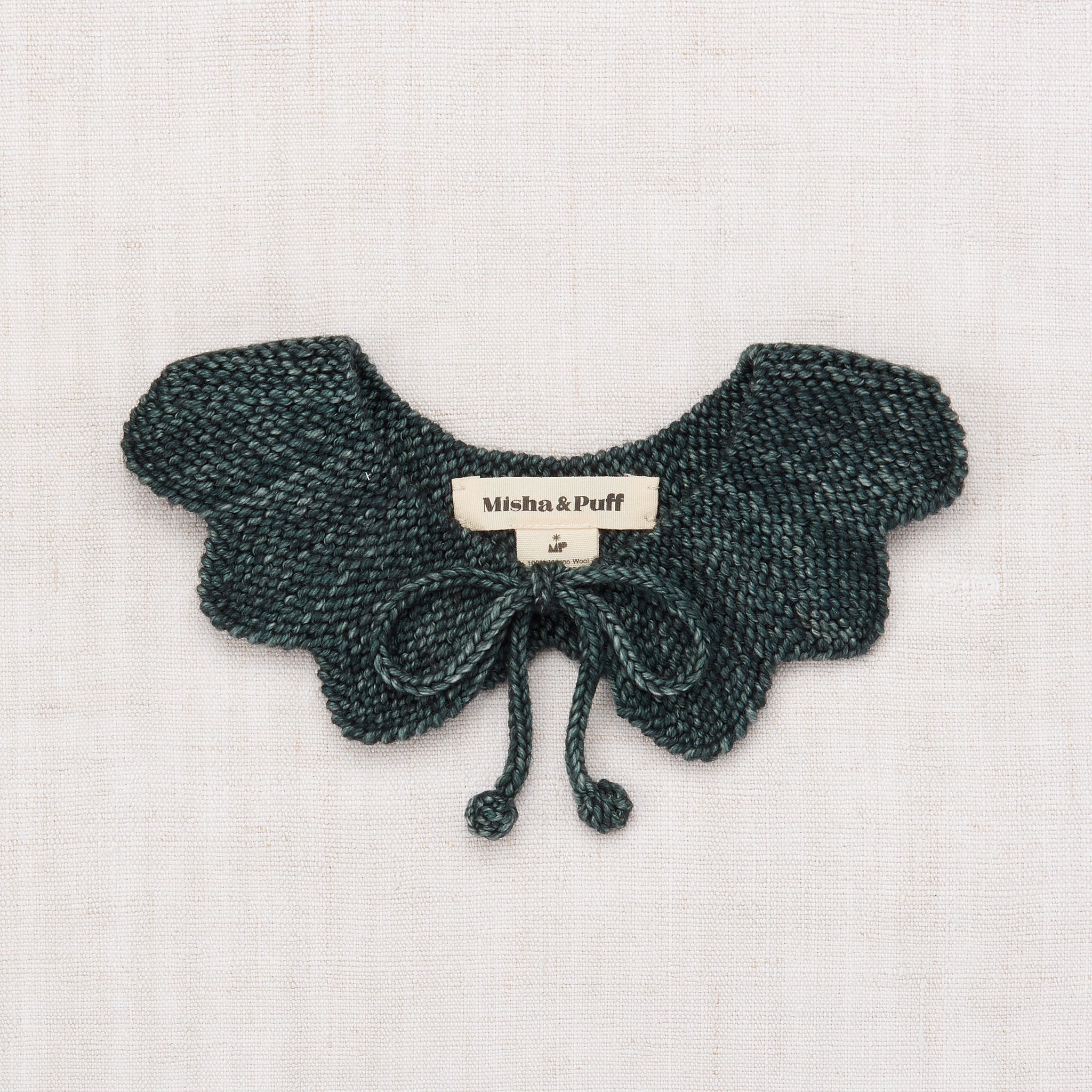Girls Dark Green Wool Flower Collar