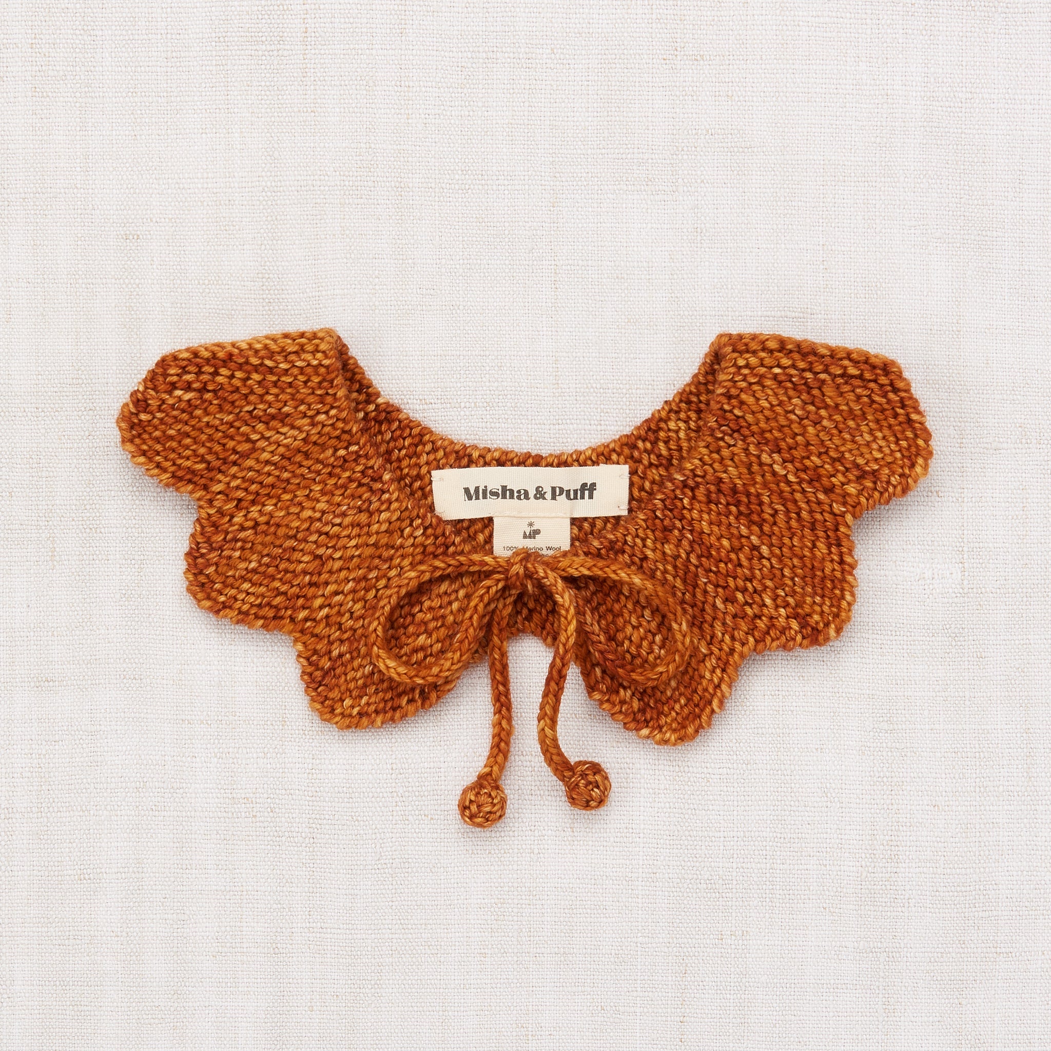 Girls Caramel Wool Flower Collar