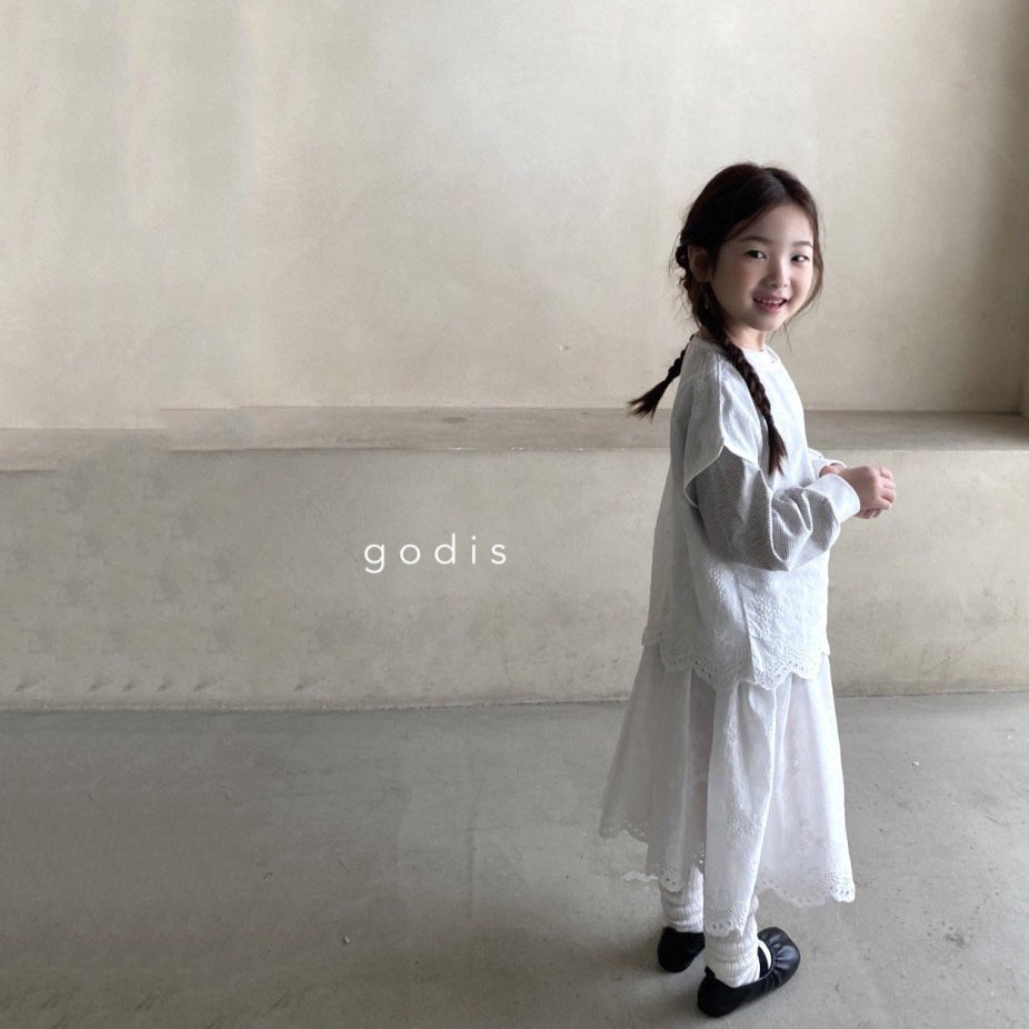 Girls White Embroidered Cotton Dress