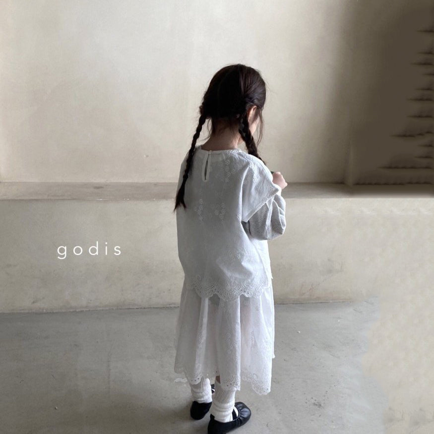 Girls White Embroidered Cotton Dress