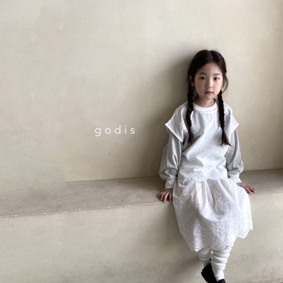 Girls White Embroidered Cotton Dress