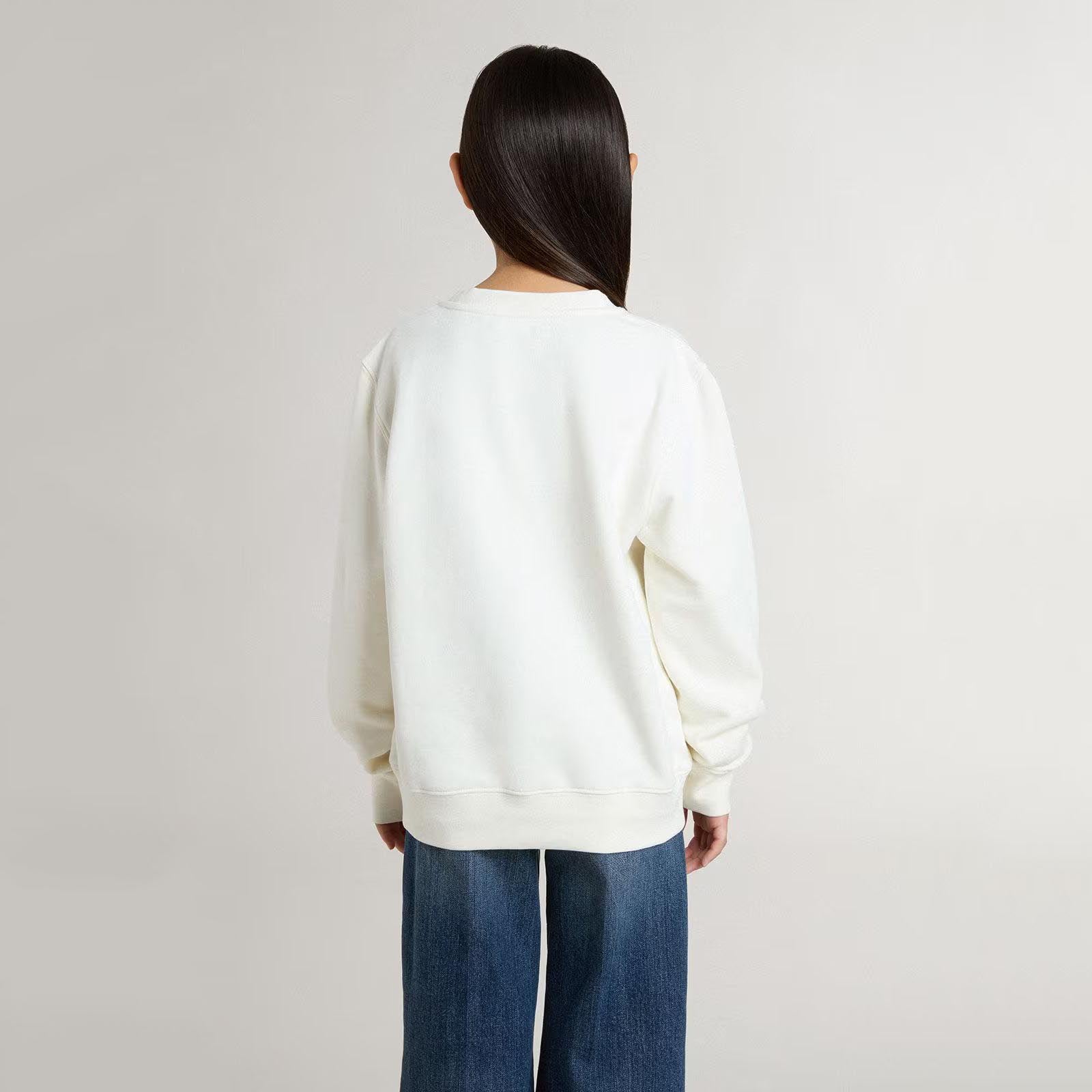 Girls White Logo Cotton Sweatshirt
