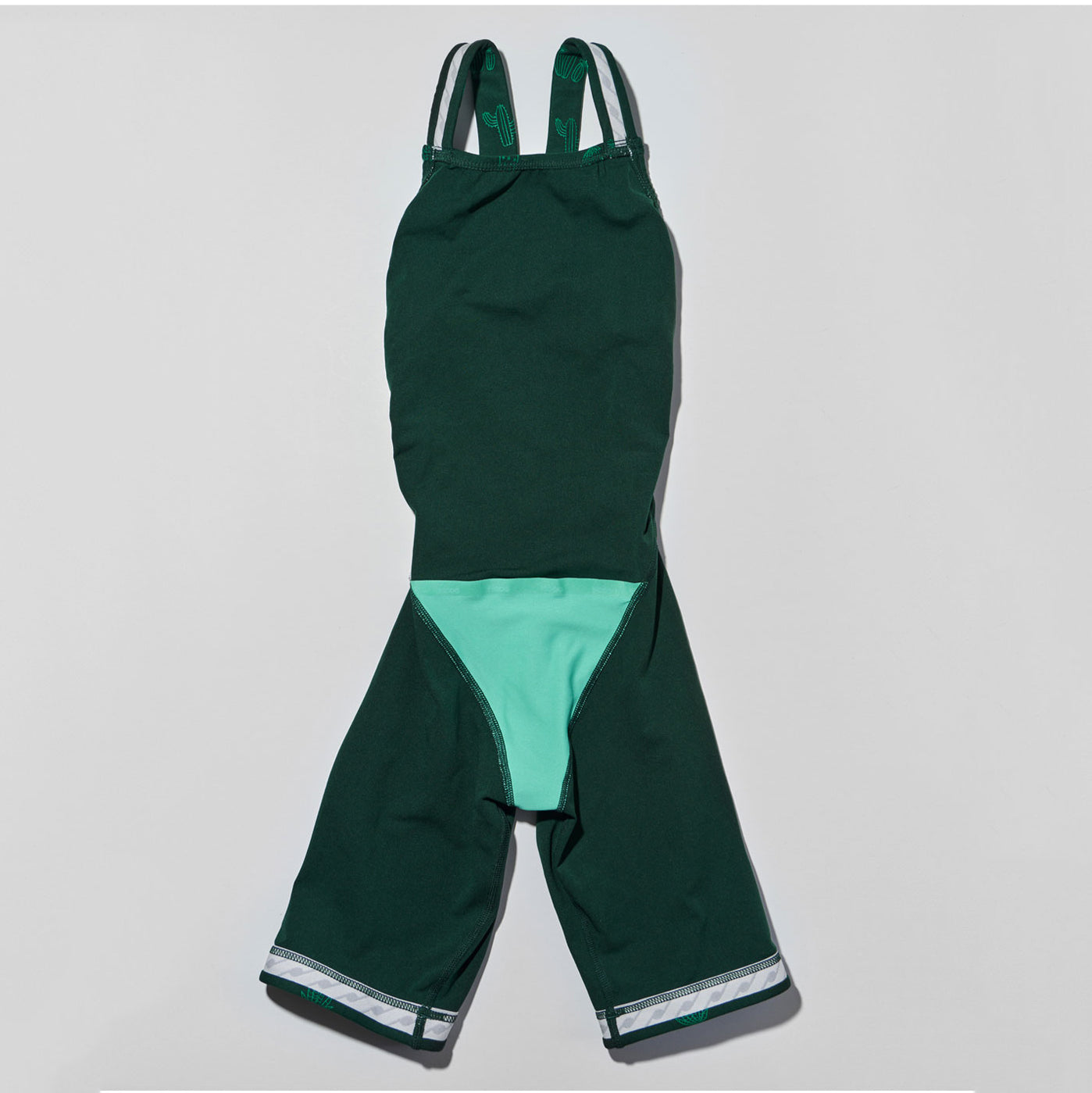 Girls Green Cropped Professional Swimsuit