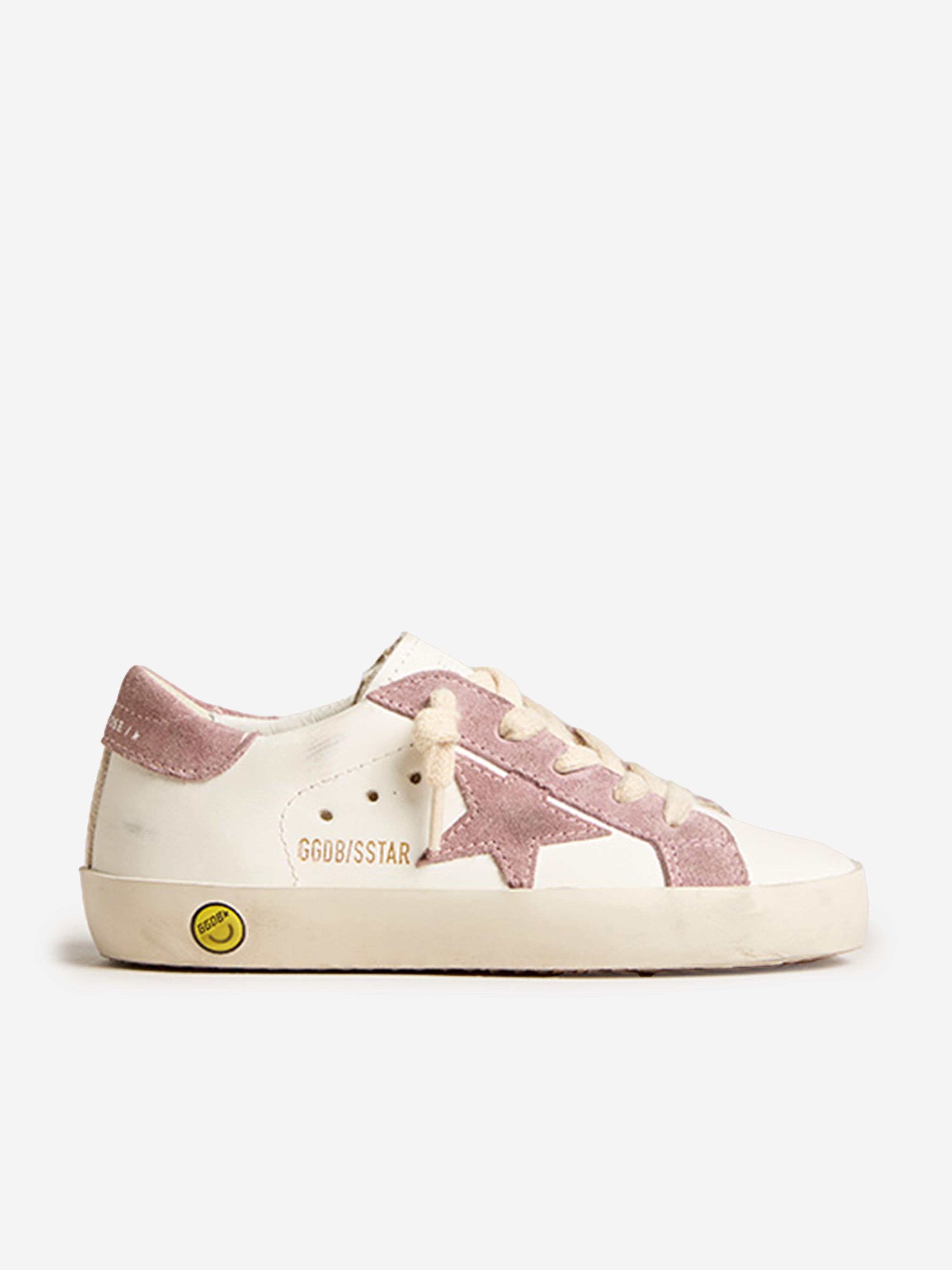 Golden Goose Girls Leather Super Star Trainers in White