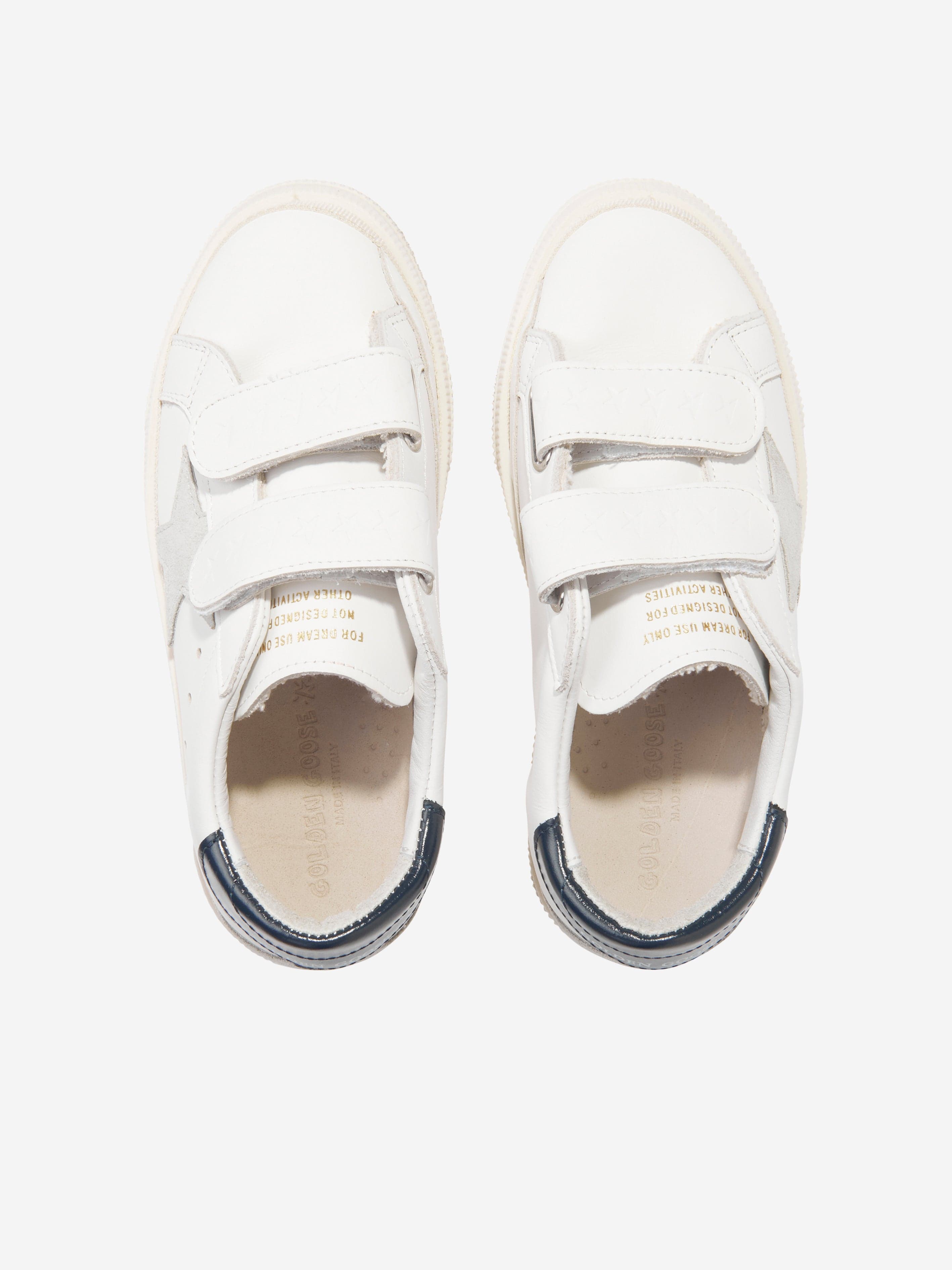 Golden Goose Kids Leather Star May School Trainers in White