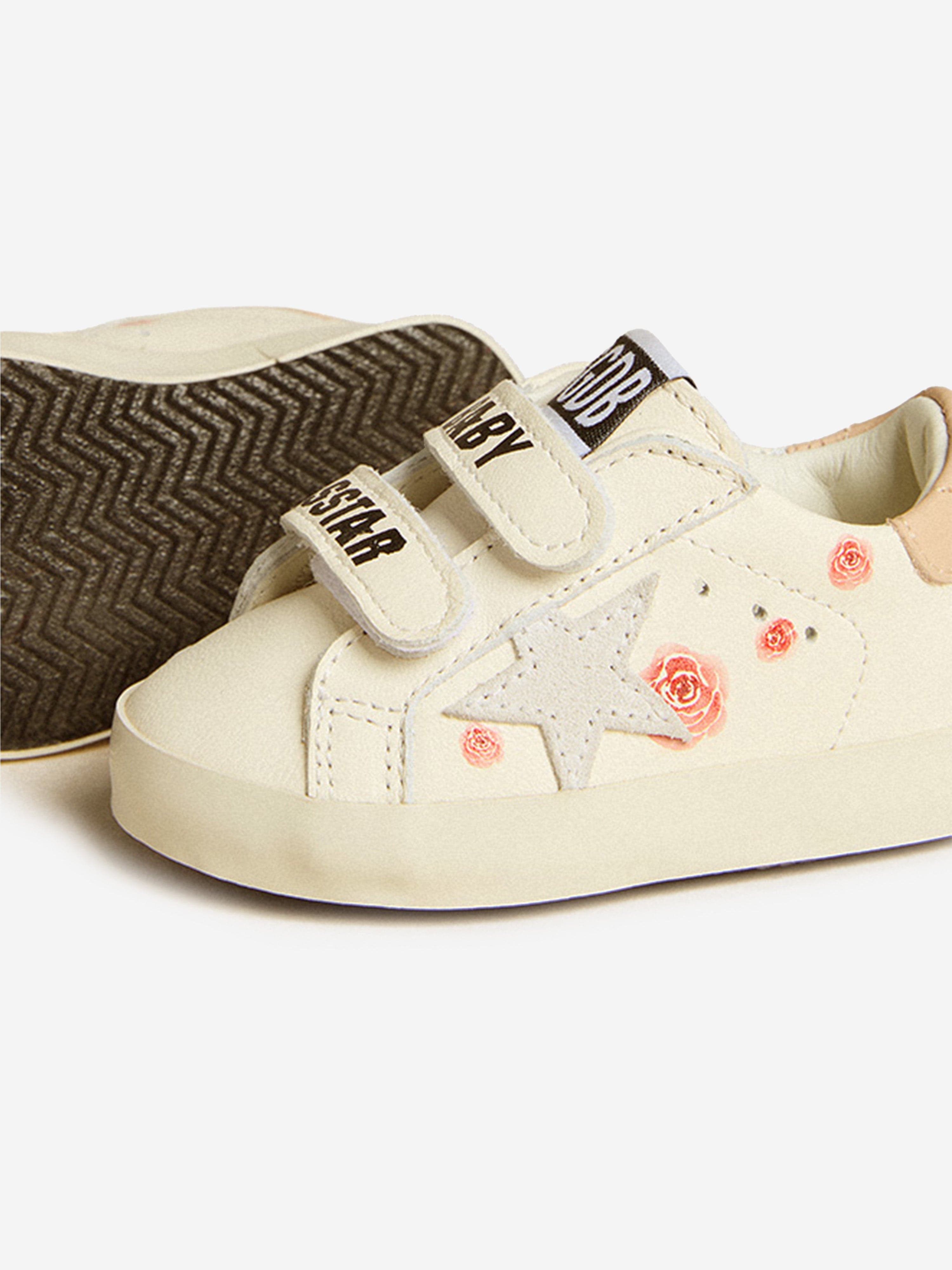 Baby Girls Leather and Suede Star Trainers in White