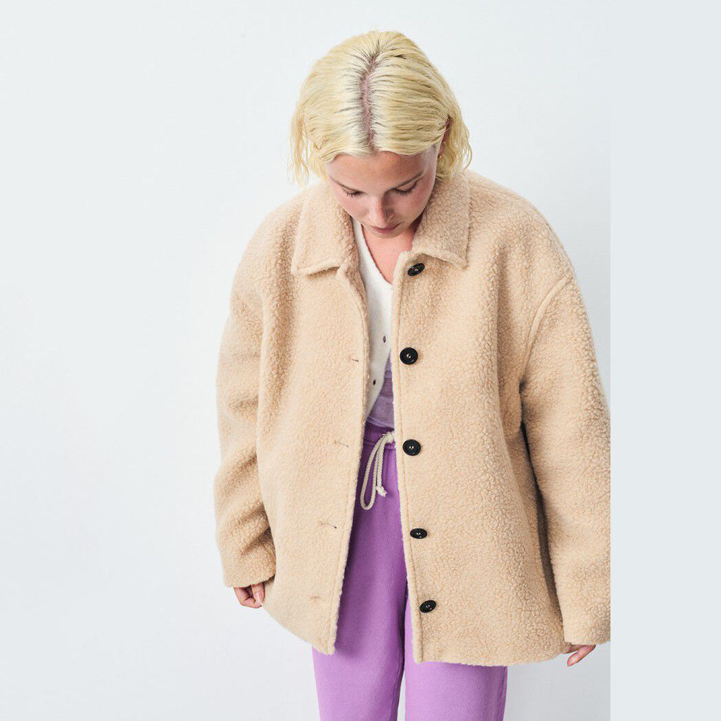 Women Beige Sherpa Coat