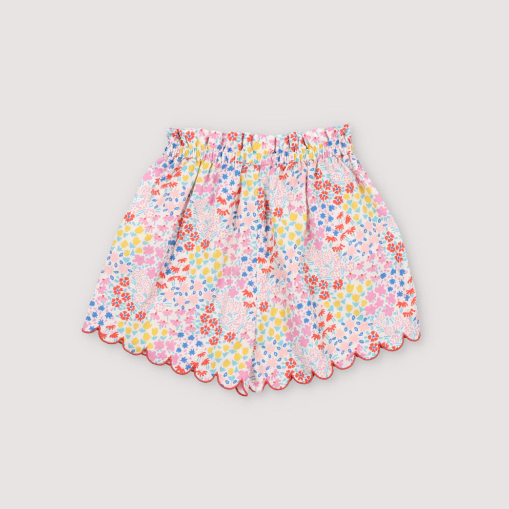 Girls Pink Floral Cotton Shorts