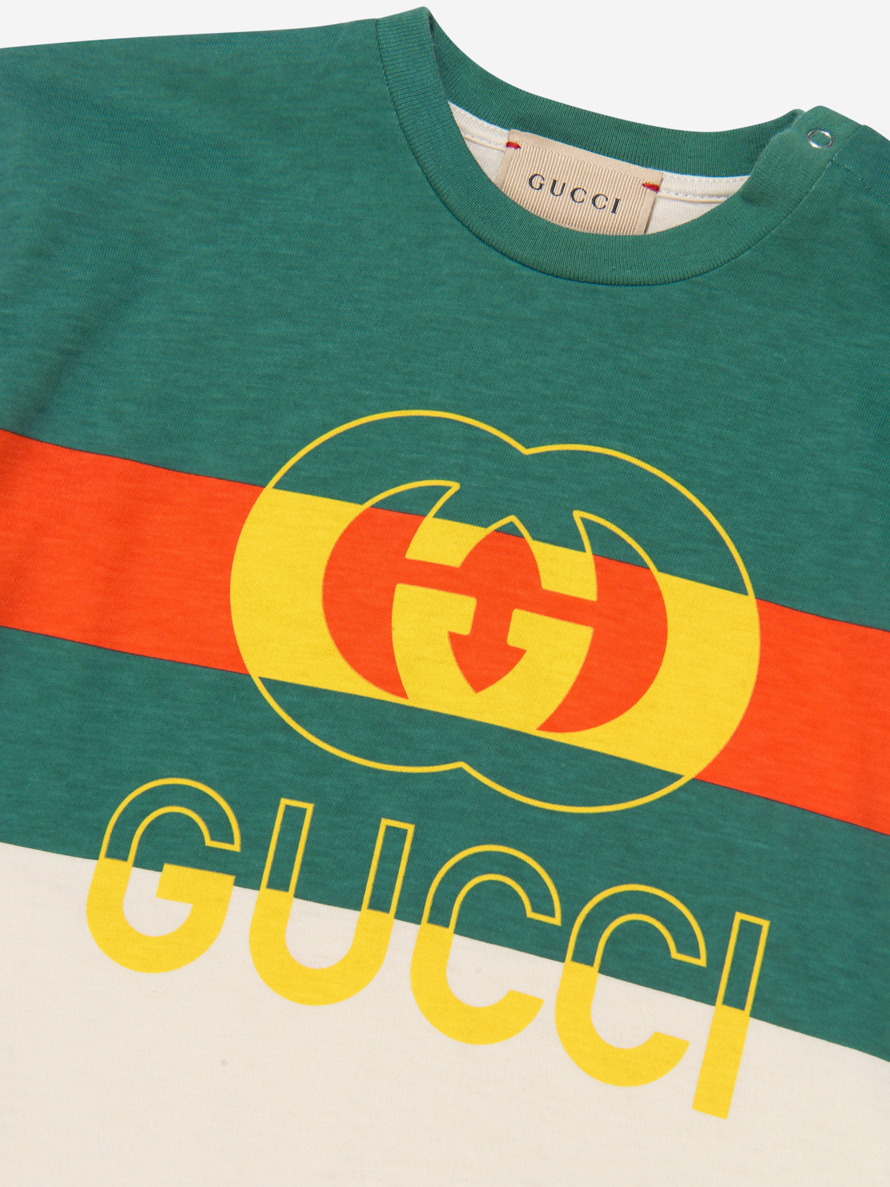 Baby Striped Logo T-Shirt in Ivory