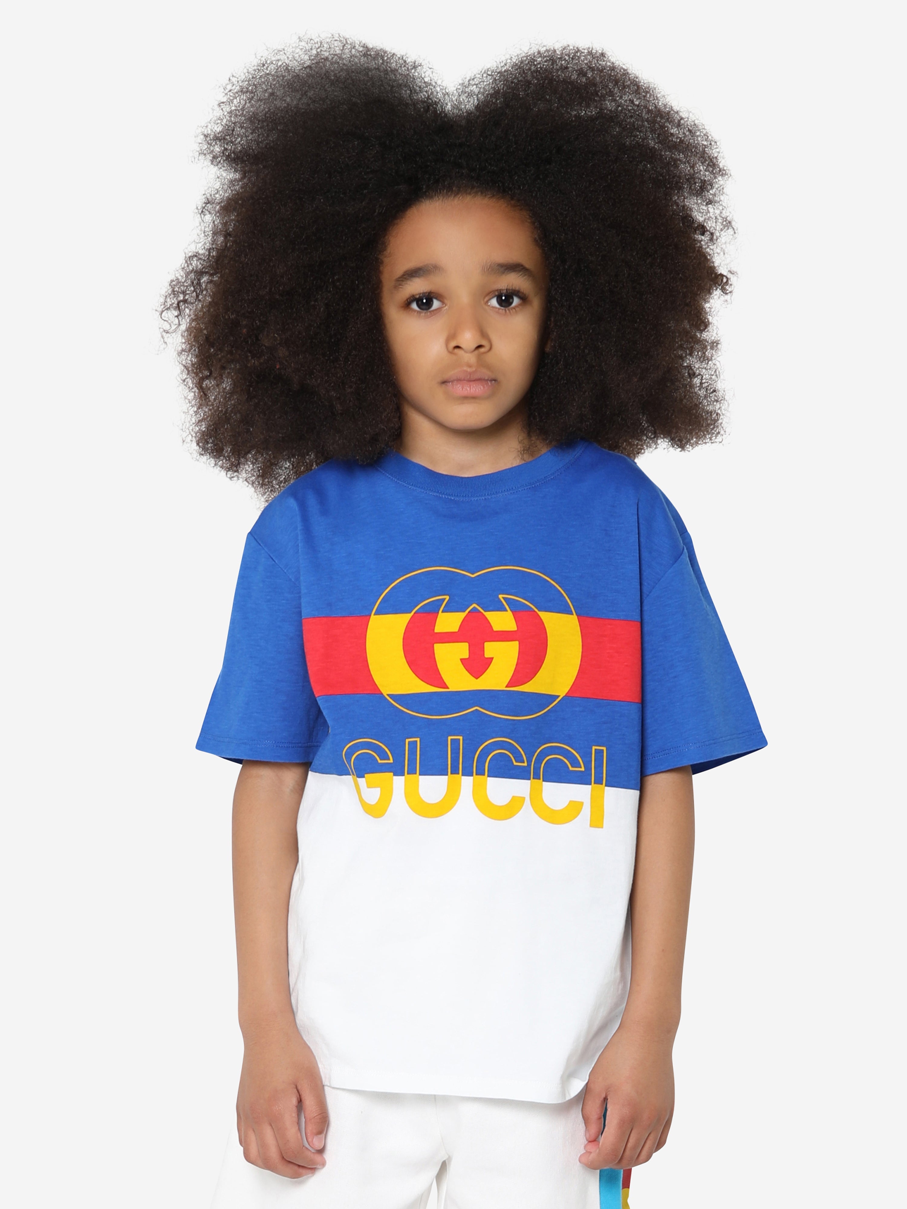 Boys Striped Logo T-Shirt in Blue