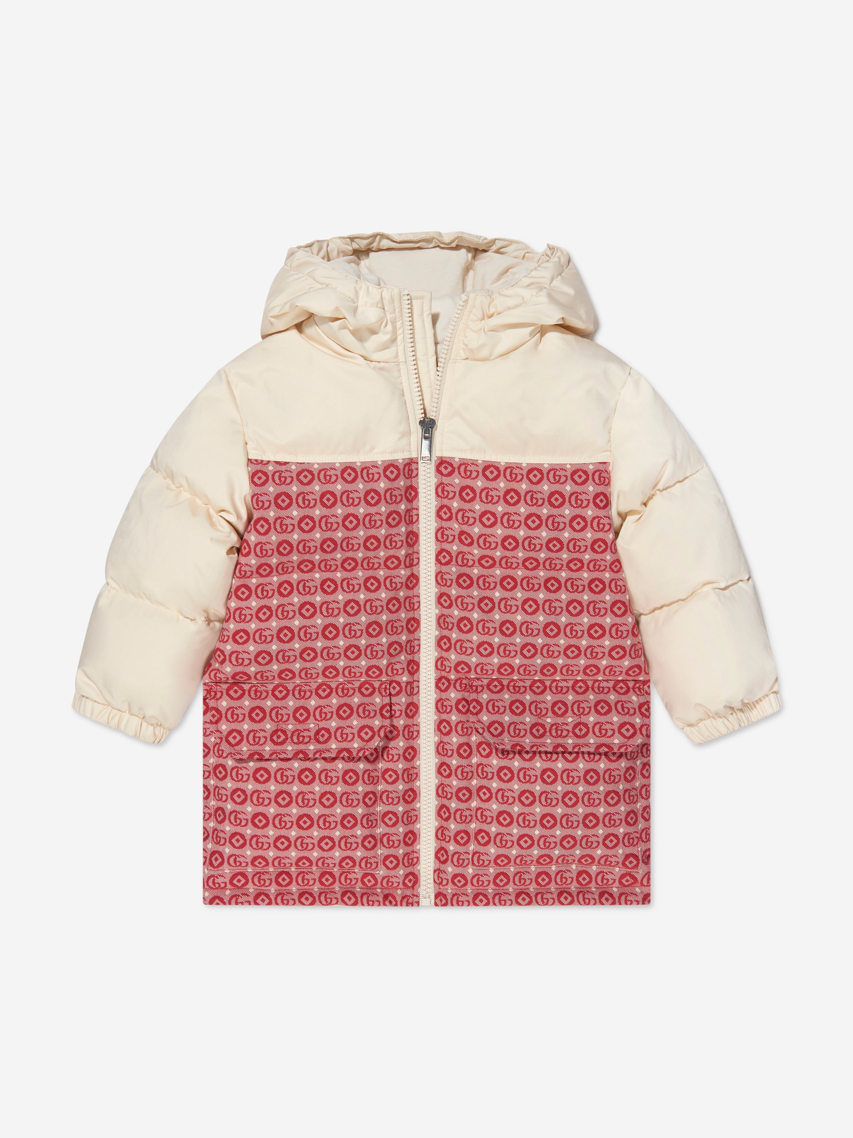 Baby Down Padded GG Logo Jacket in Red