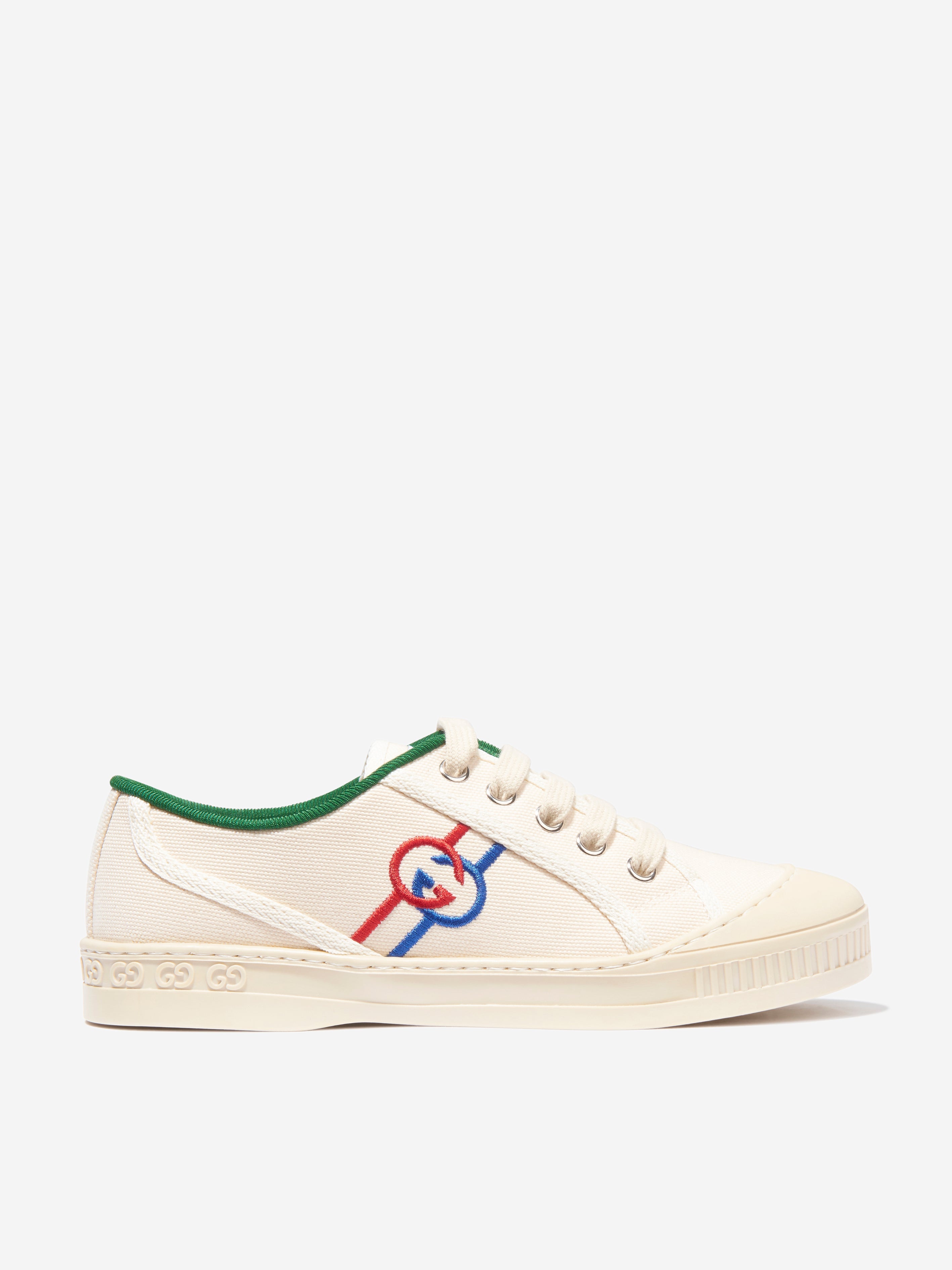Kids GG Tennis Trainers in White