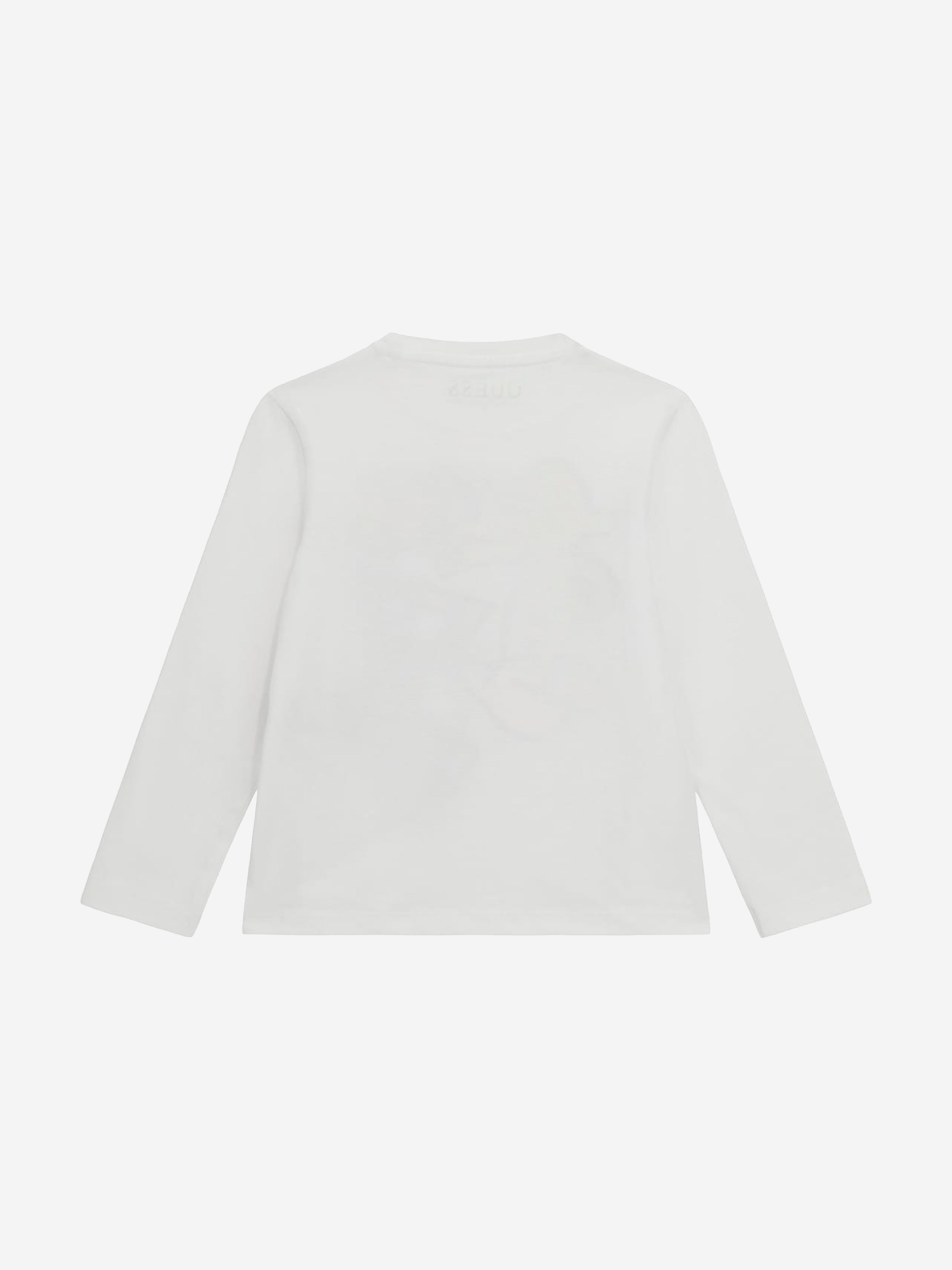 Guess Boys Long Sleeve Logo T-Shirt in White