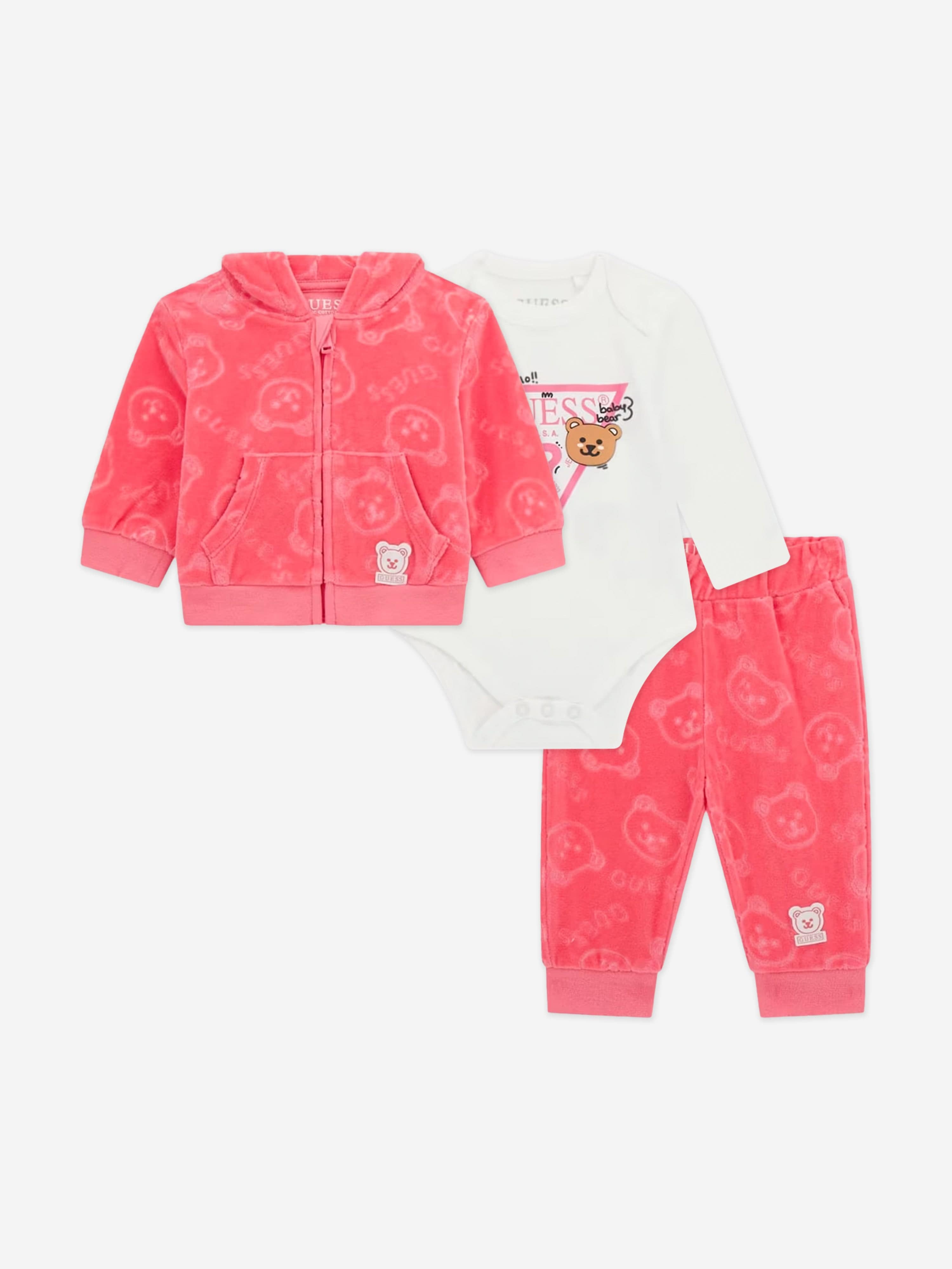Baby Girls 3 Piece Tracksuit Set in Pink