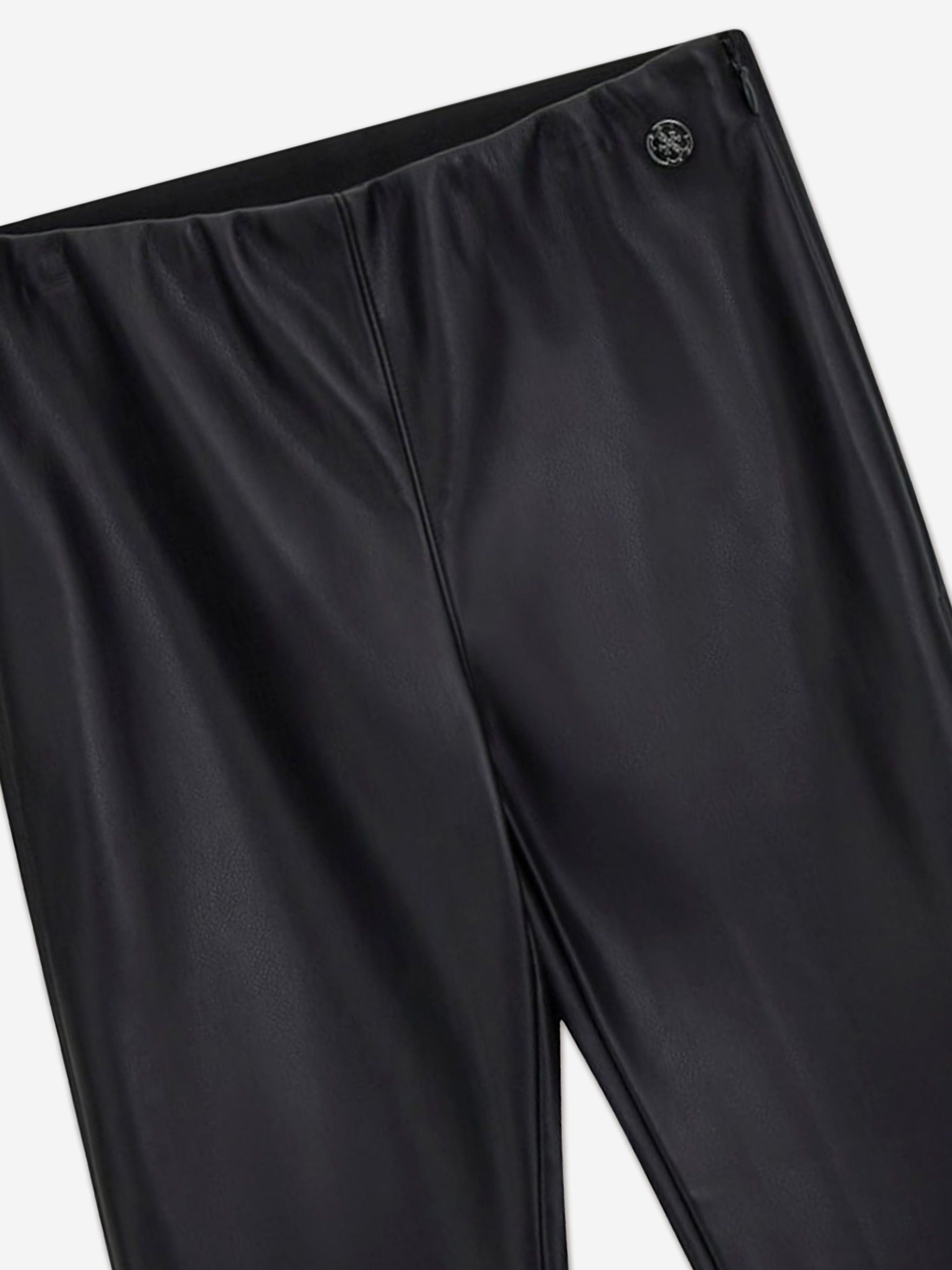 Girls Faux Leather Wide Fit Leggings in Black