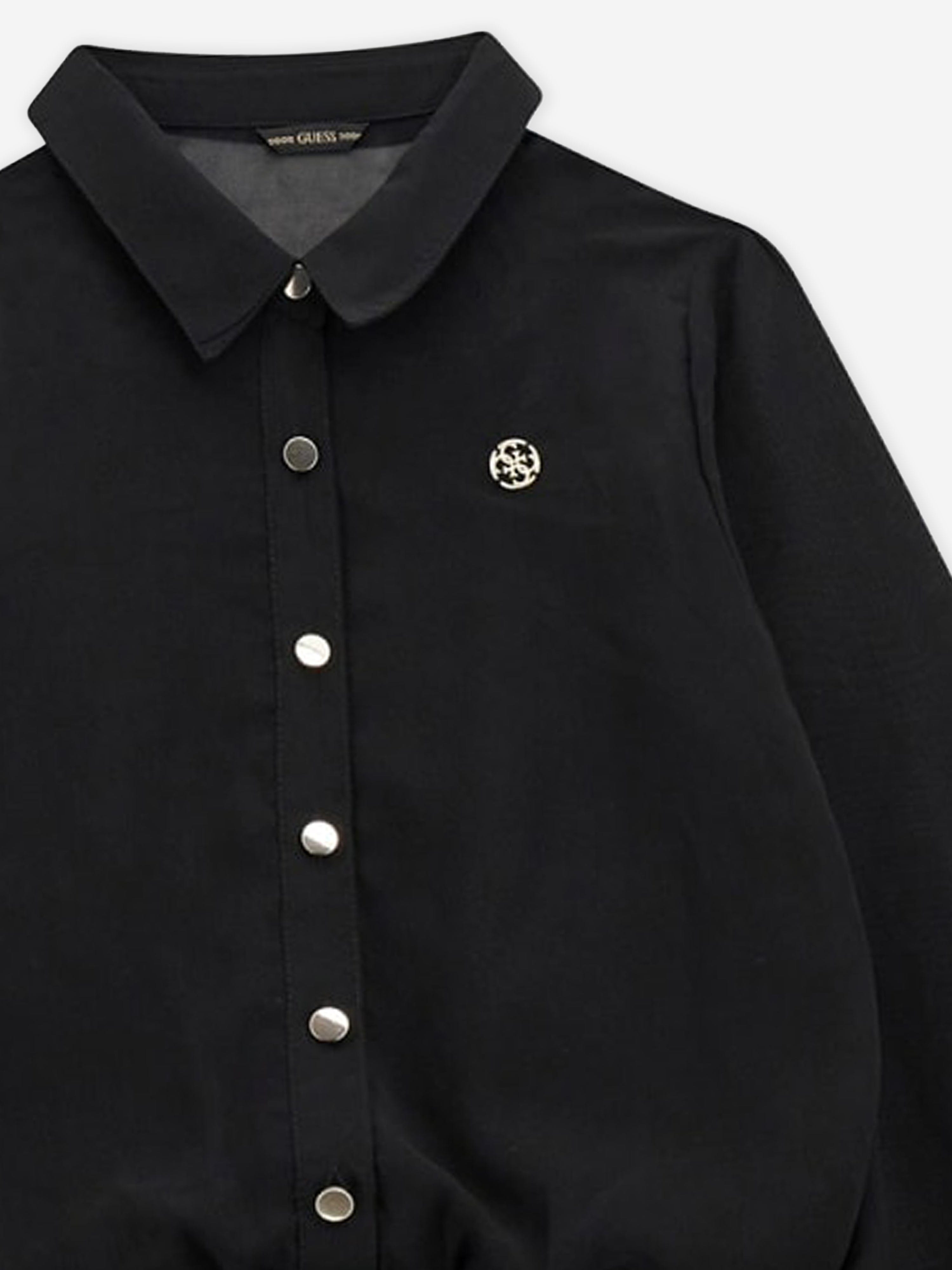 Girls Chiffon Bodysuit Shirt in Black