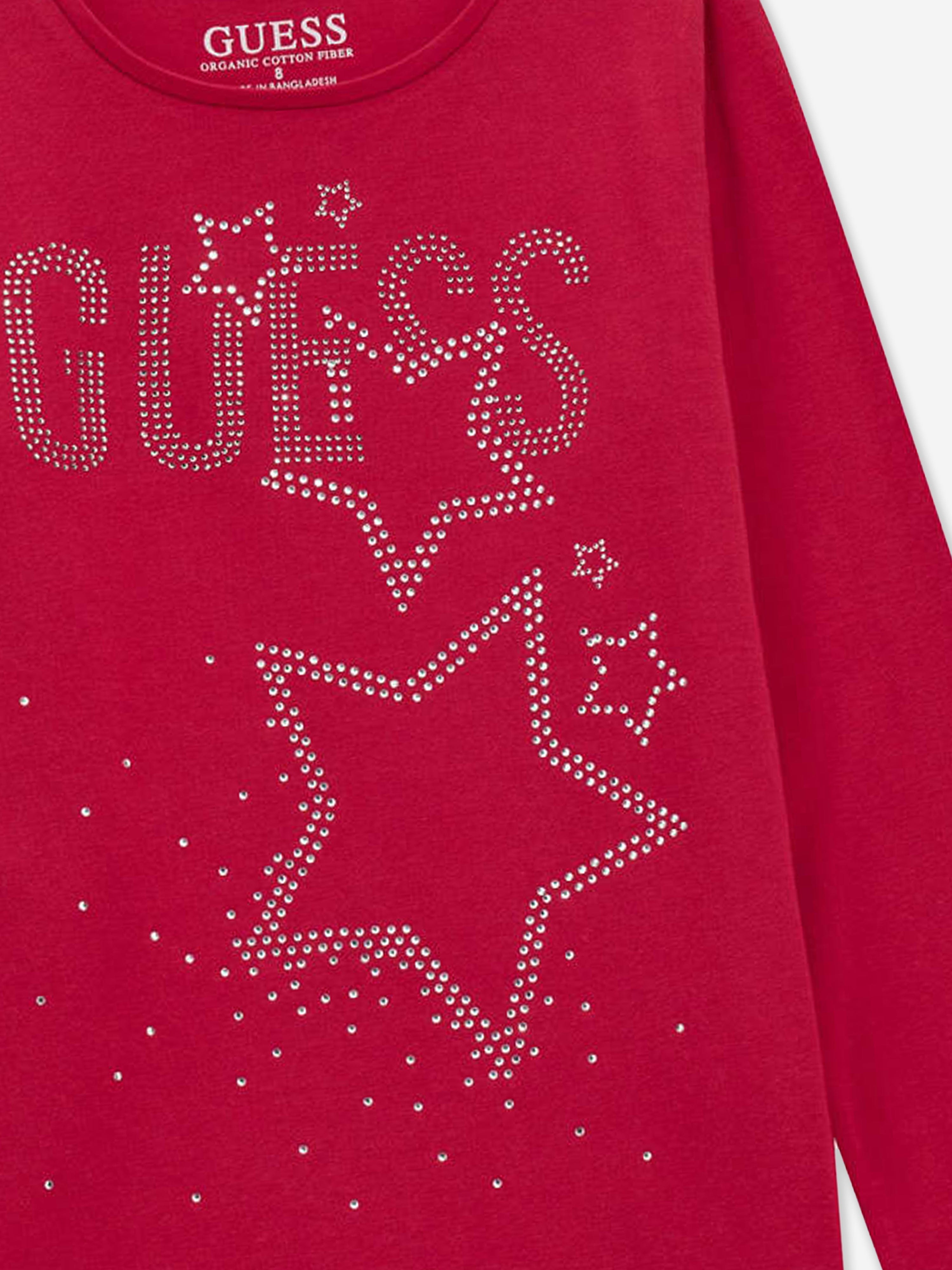 Girls Long Sleeve Logo T-Shirt in Pink