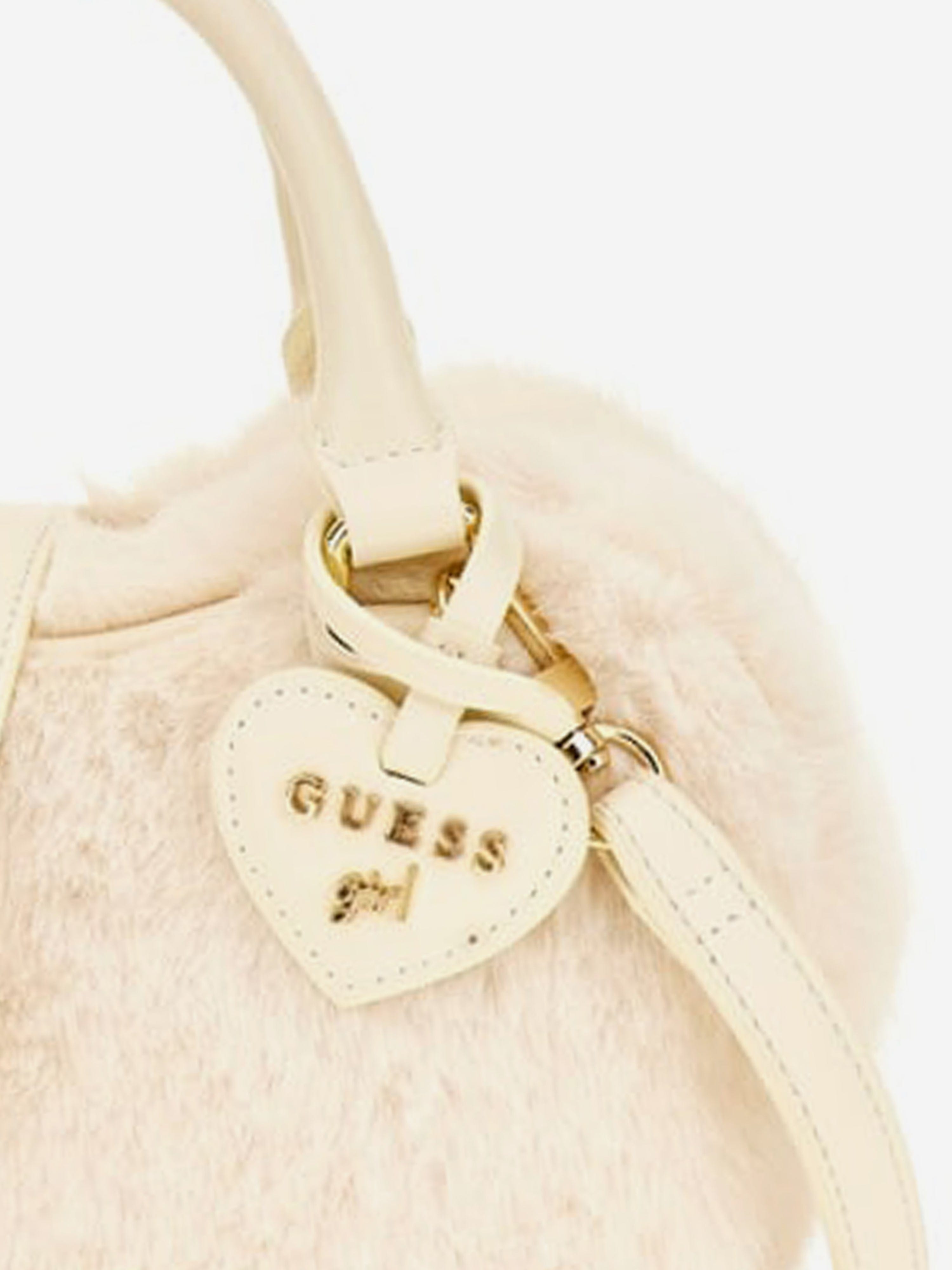 Guess Girls Fur Heart Bag in Ivory (19cm)